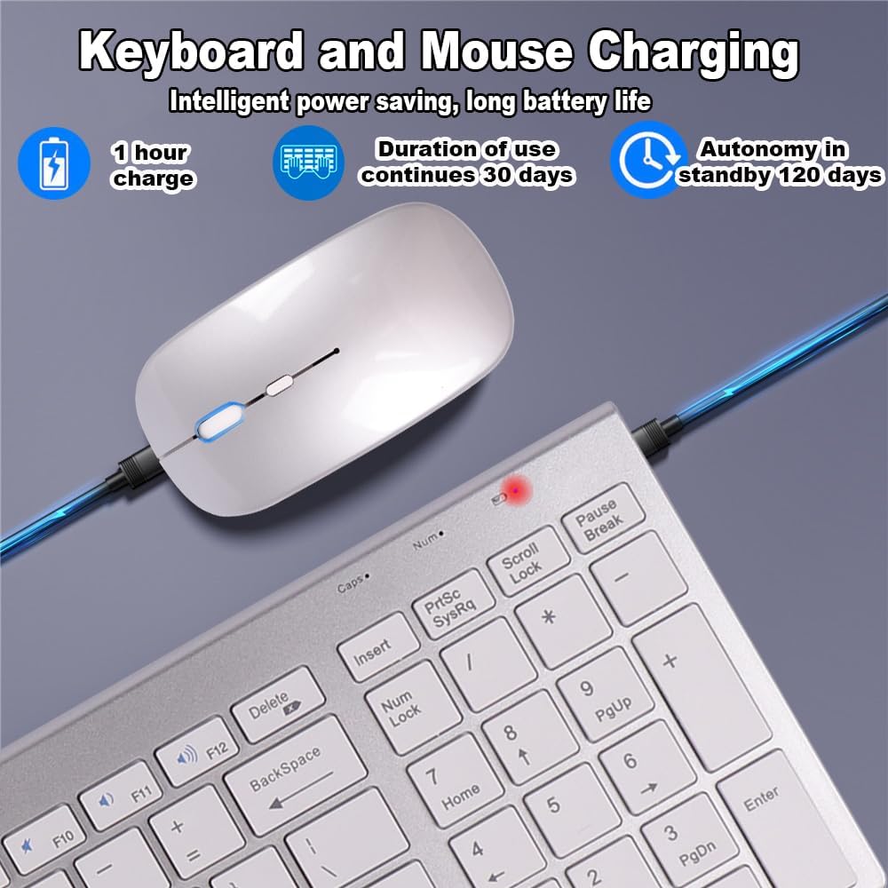 Set Tastiera e Mouse Wireless Ricaricabile QWERTY - immagine 3