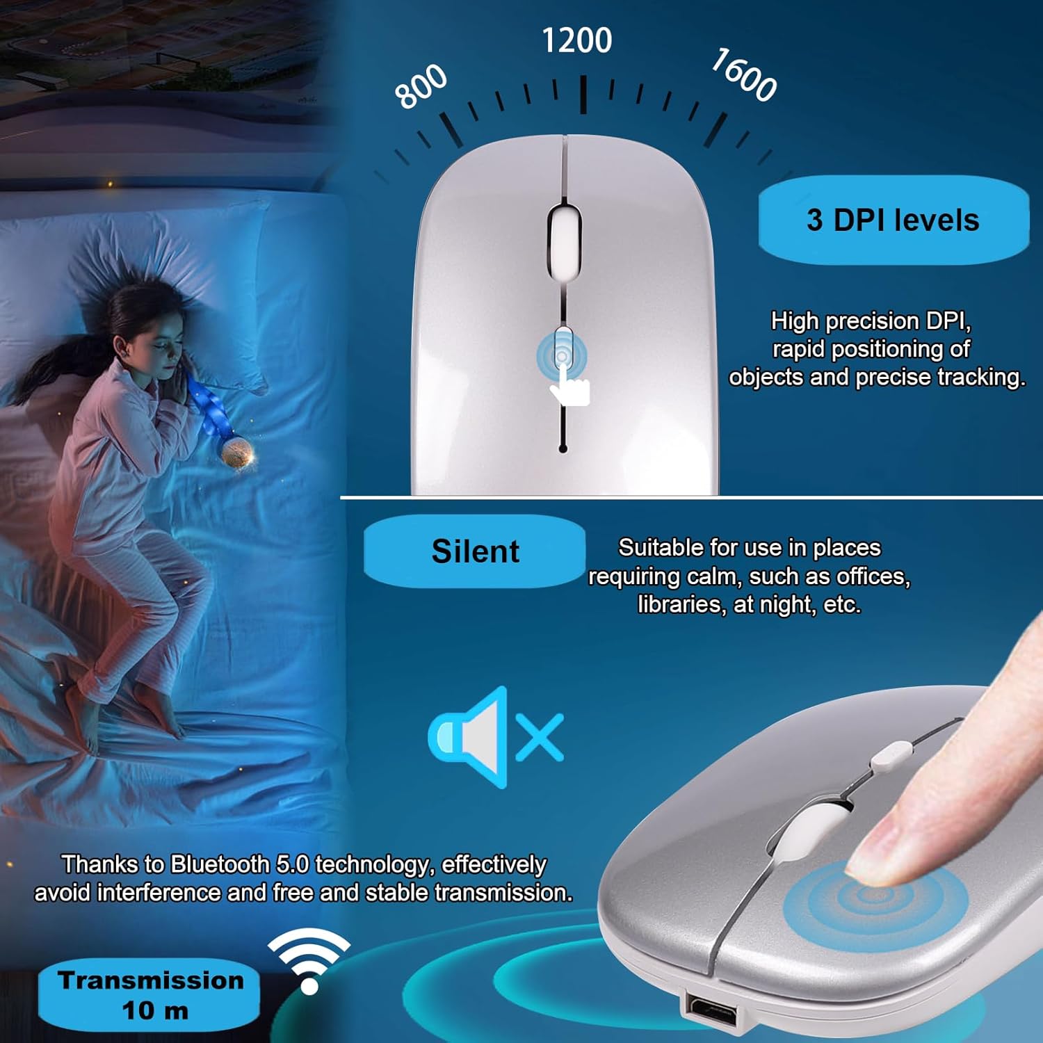Set Tastiera e Mouse Wireless Ricaricabile QWERTY - immagine 6