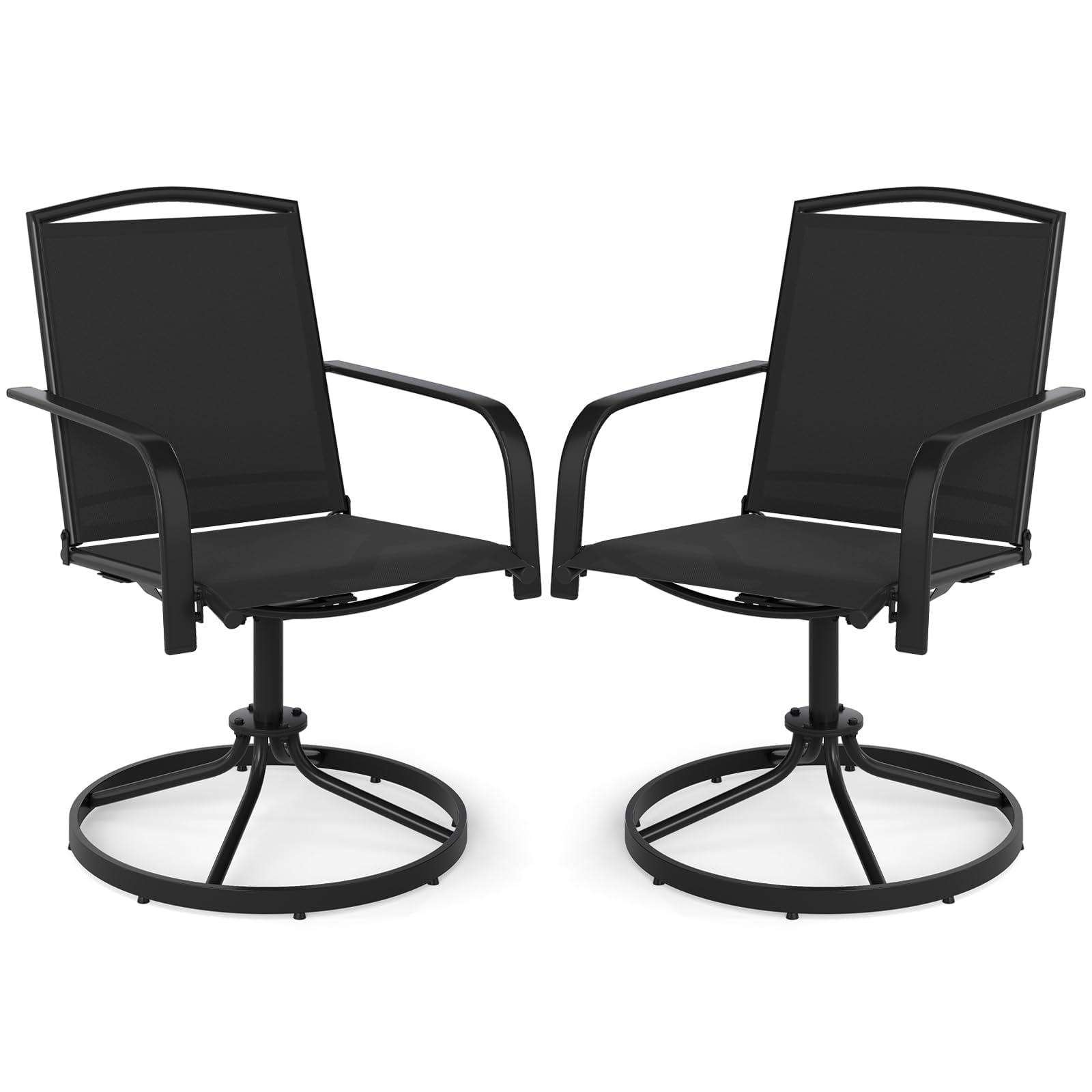 Fantask Sedie da Terrazza Girevoli 360° (Set 2, Nero)