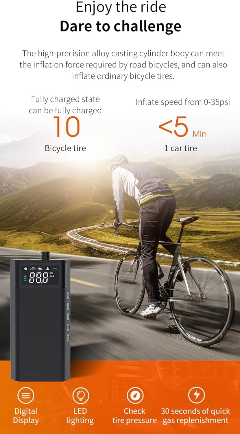 Pompa Aria Gonfiatore Pneumatico Auto 2000mAh 150psi - immagine 4