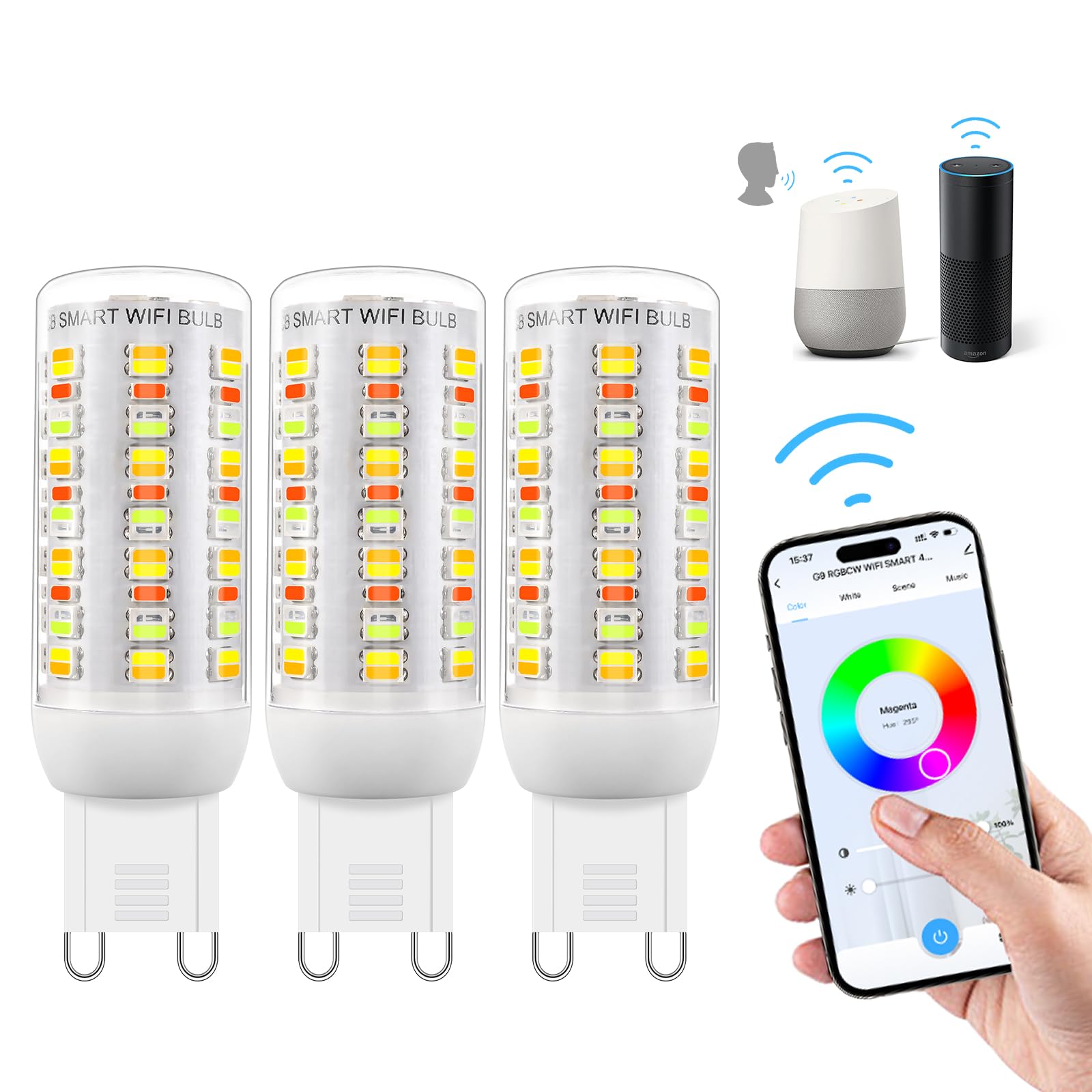 Lampadine LED Smart G9 RGBCW Wi-Fi (3 pezzi)