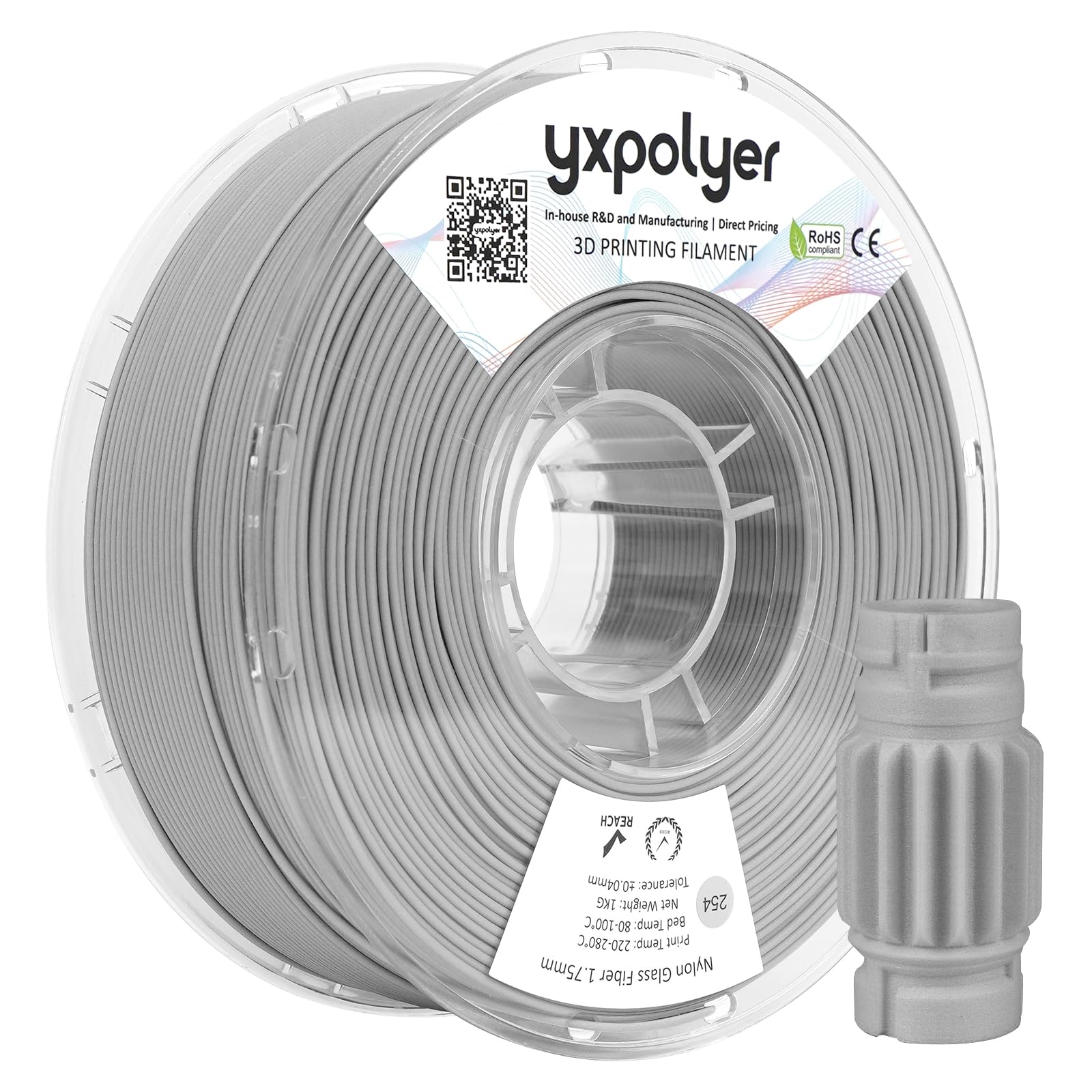Yxpolyer Filamento PA6 GF Nylon Fibra di Vetro 1.75mm 1kg