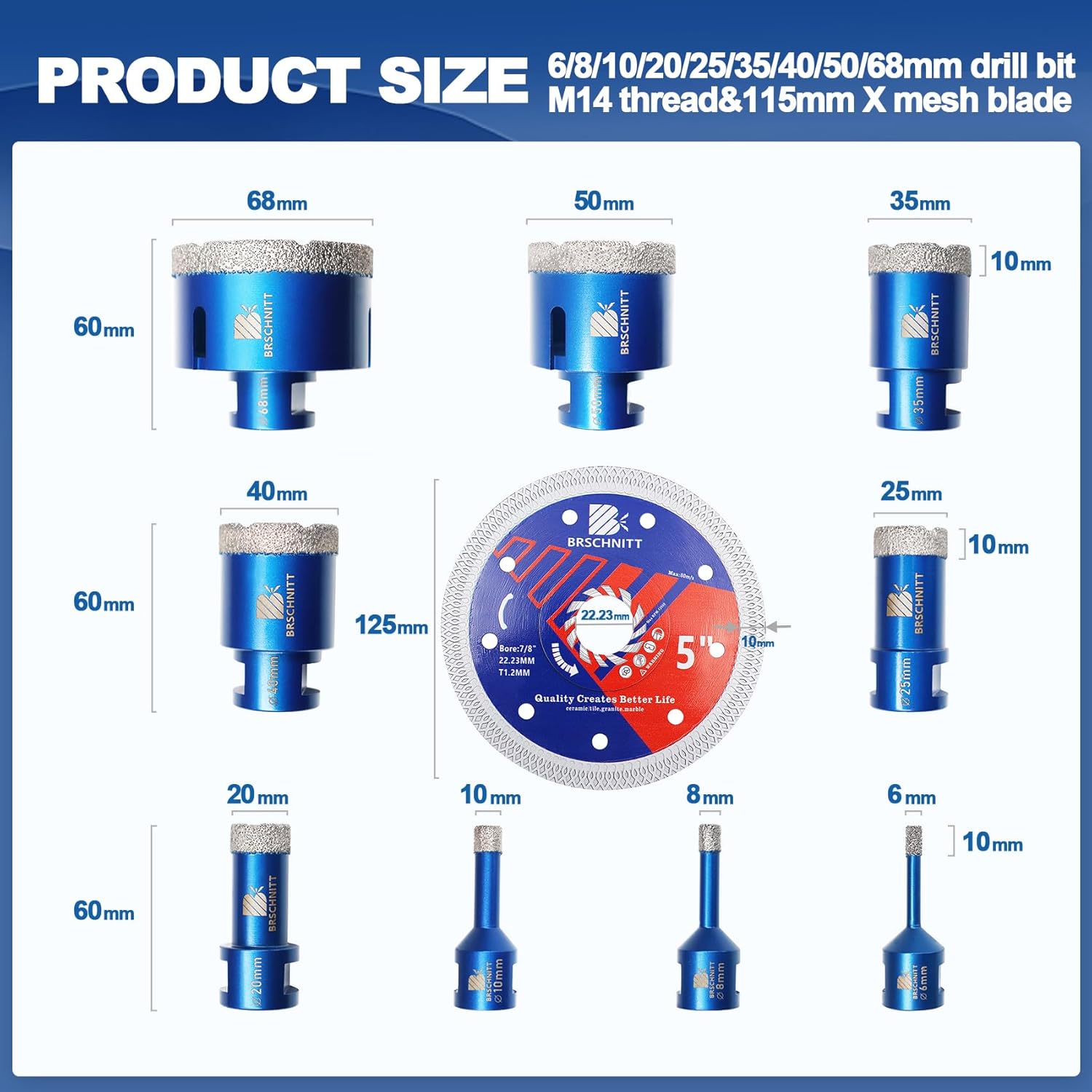 Brschnitt Set Punte Trapano Diamantate M14 - immagine 2