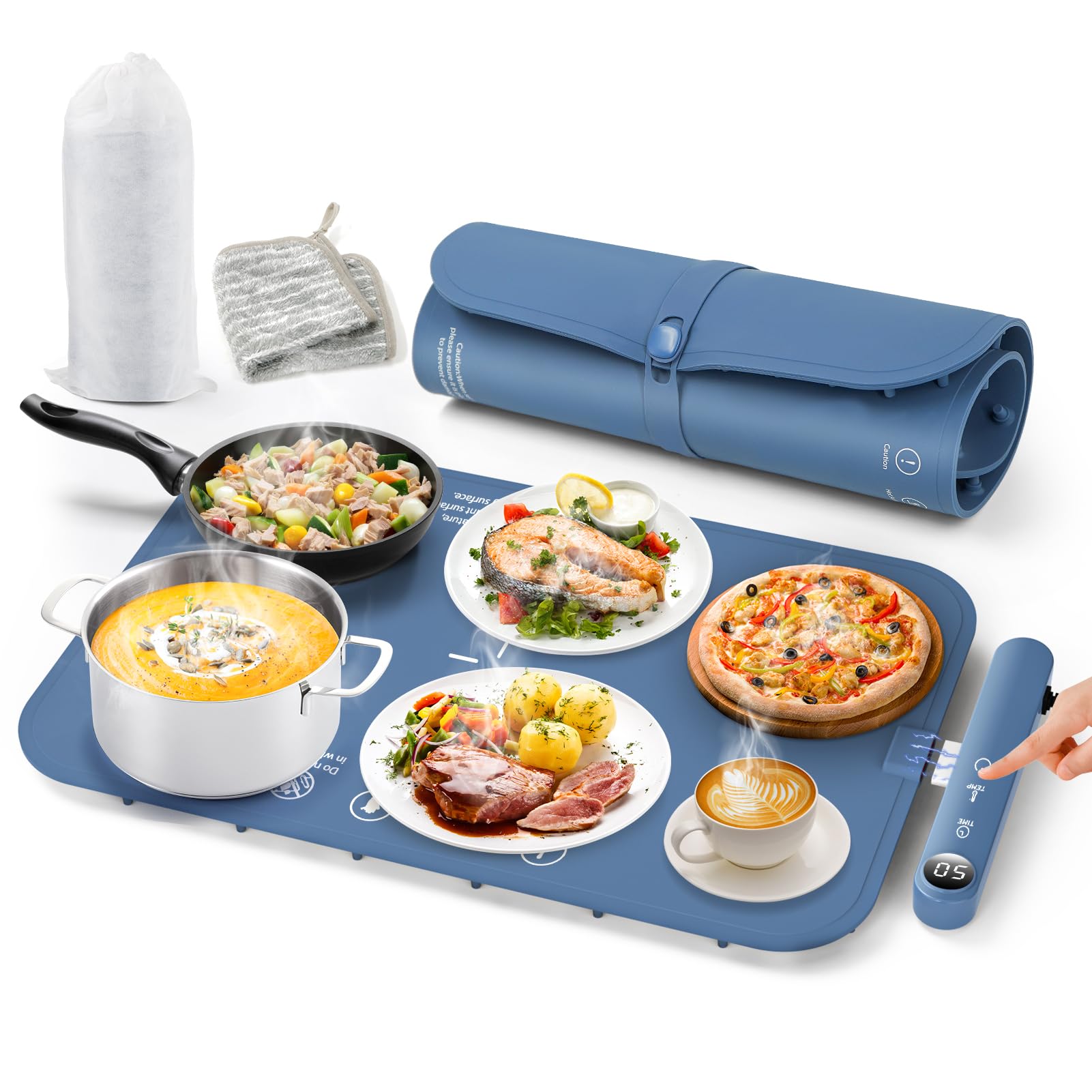 Tappetino Scaldavivande Elettrico Pieghevole 60x37cm