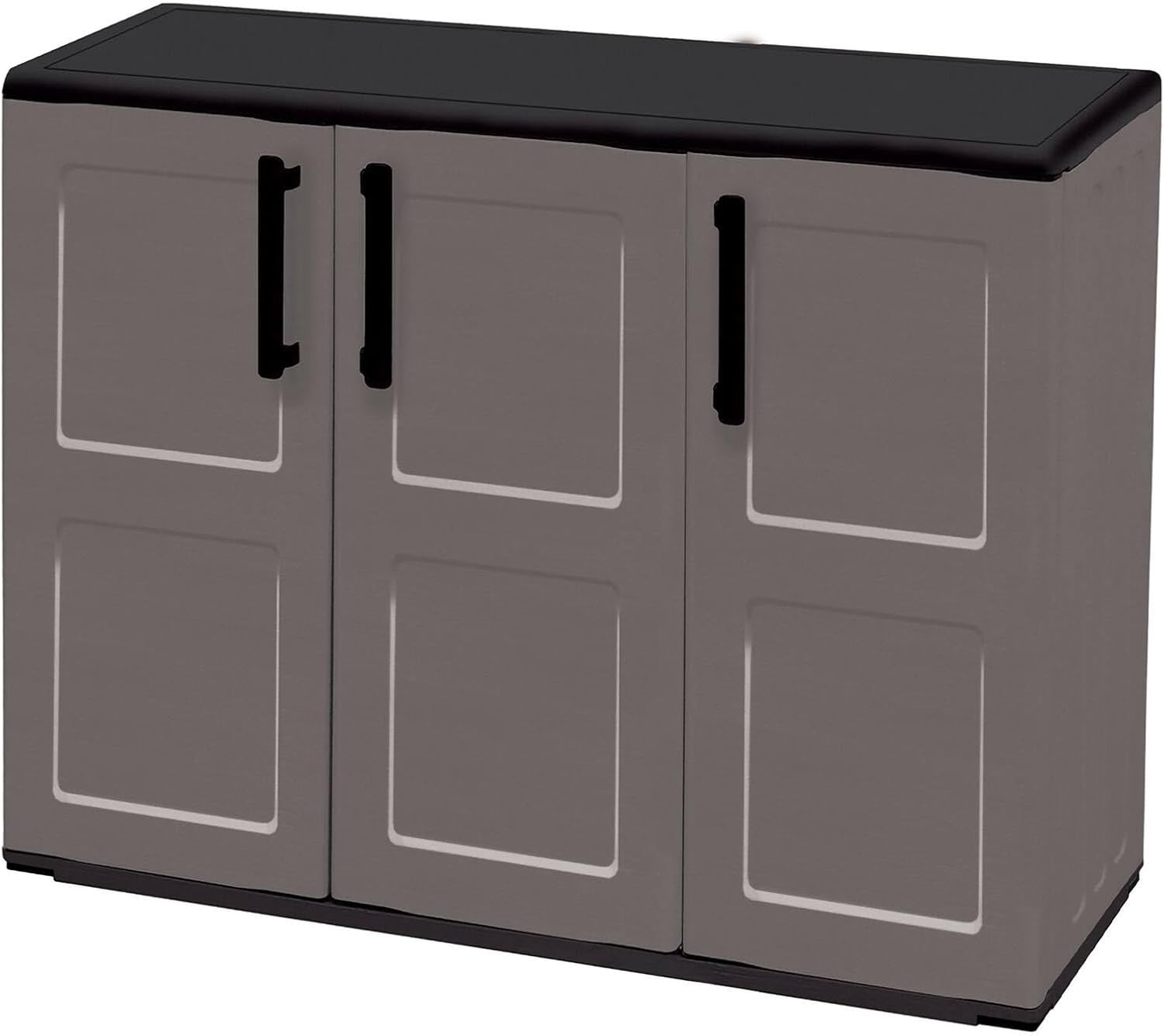 Dmora Armadio da Esterno Gesves 3 Ante, Grigio/Nero - immagine 3