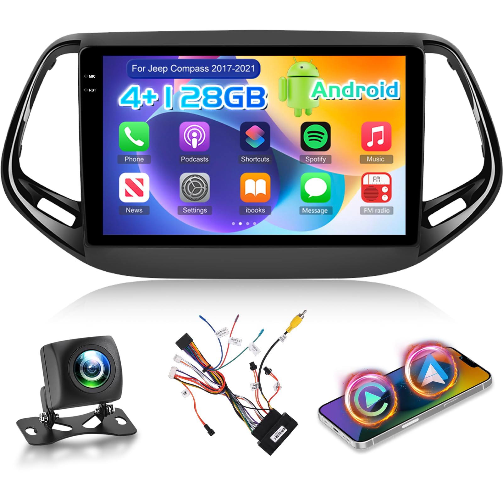 Nhopeew Autoradio Android 4+128G per Jeep Compass