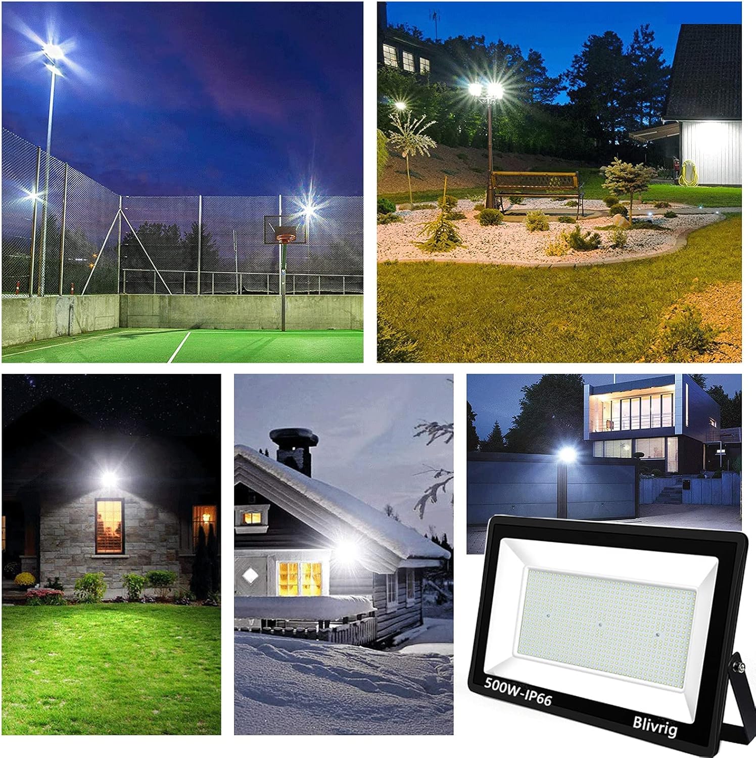 Blivrig Faretto LED da Esterno 500W Bianco Freddo - immagine 2