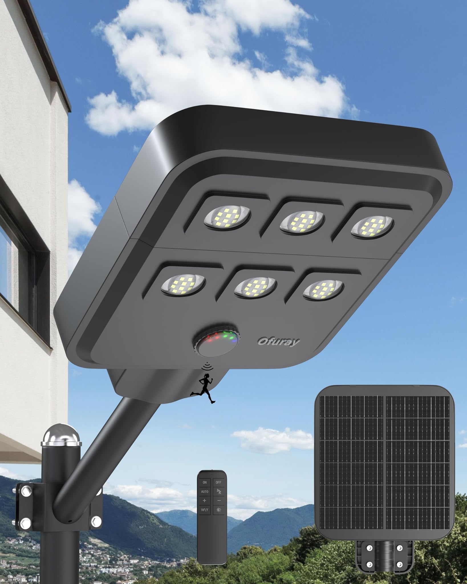 Ofuray Of-5000W - Lampione Solare LED Esterno 6500K
