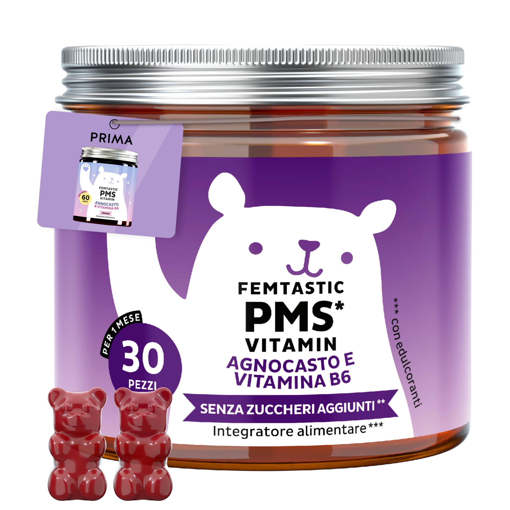Femtastic PMS Vitamin - con 30mg di Agnocasto per dose, Vitamina B6 ...