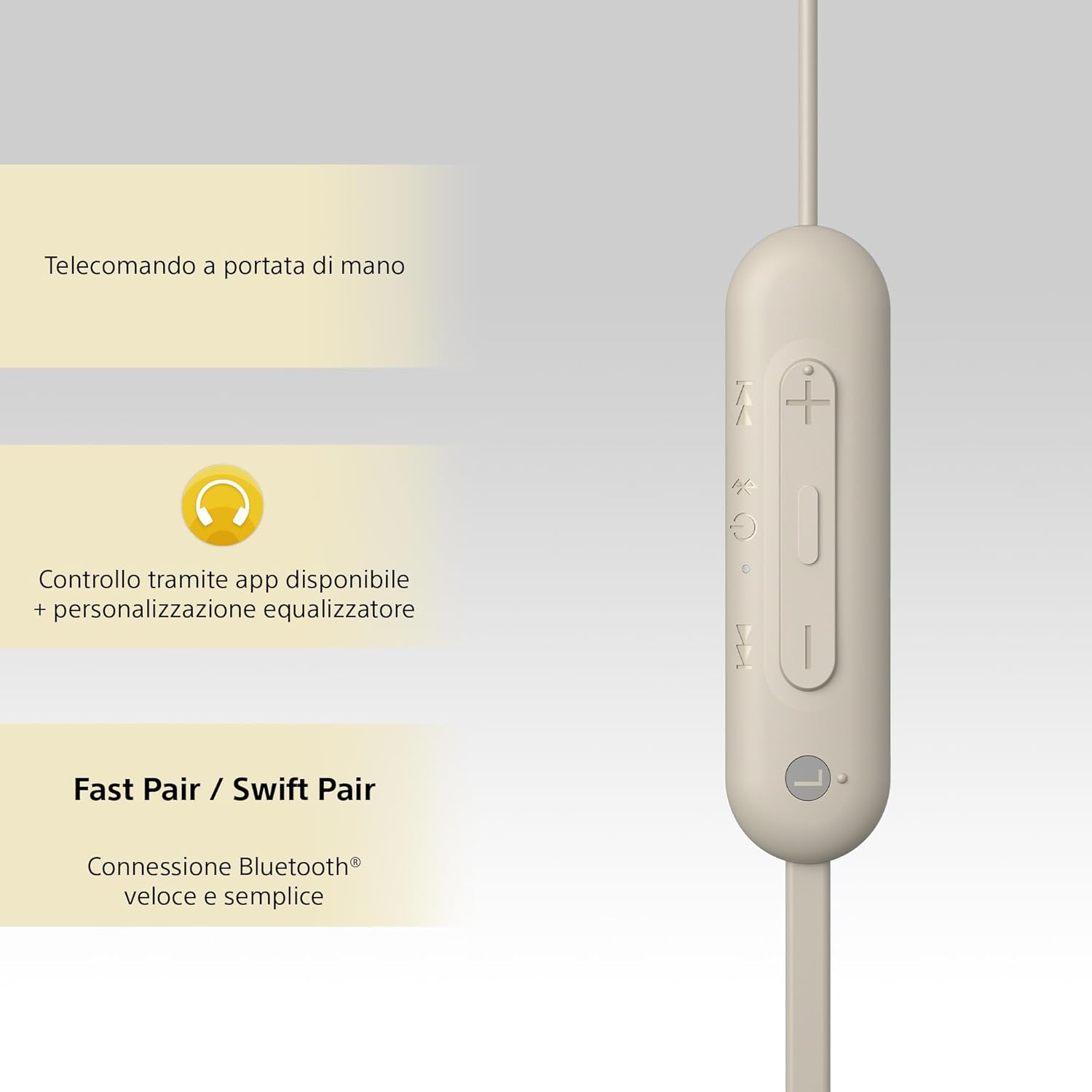 Sony WI-C100 - Cuffie Wireless Bluetooth 25h, Crema - immagine 6