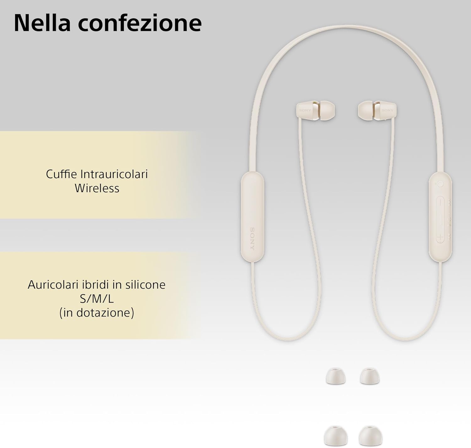 Sony WI-C100 - Cuffie Wireless Bluetooth 25h, Crema - immagine 7