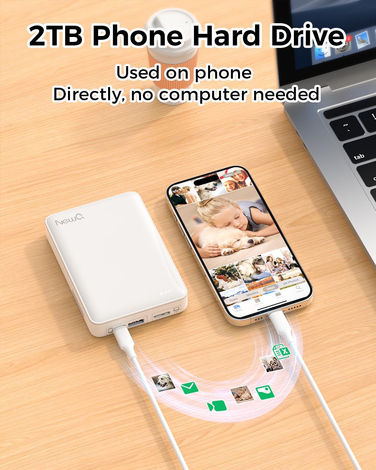 Newq Disco Rigido Flash USB 2 TB per iPhone e MacBook - immagine 2