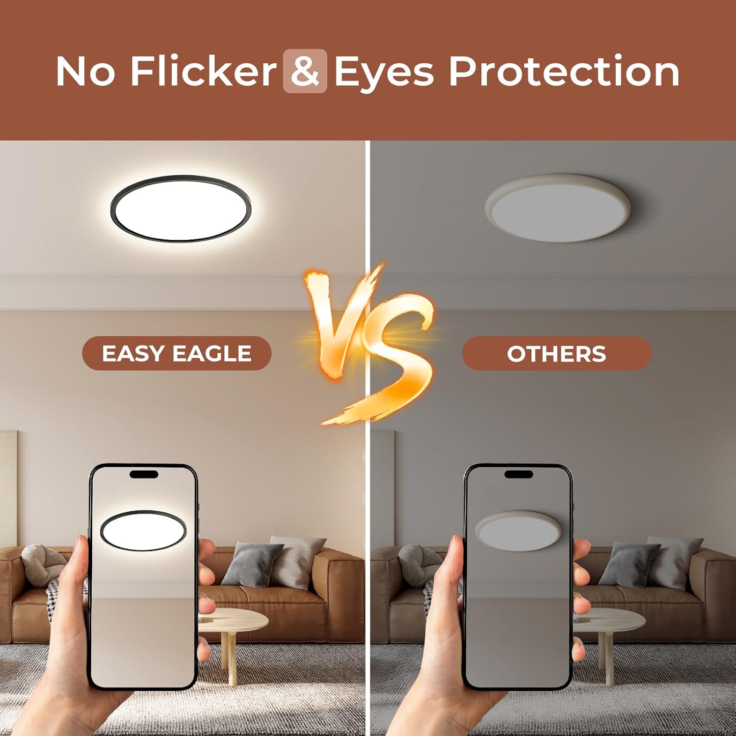 Easy Eagle Plafoniera LED Soffitto 40cm Rotonda, Nero - immagine 5