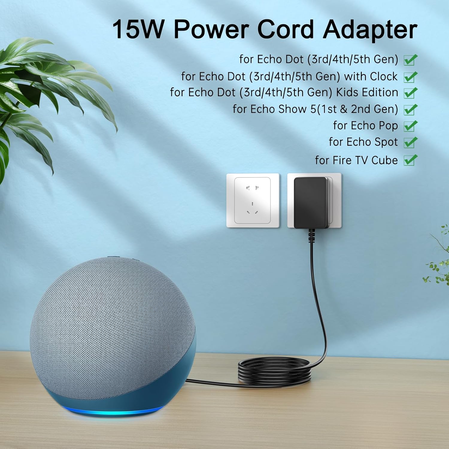 Tkdy Alimentatore 15W per Alexa Echo Pop e Dot - immagine 2