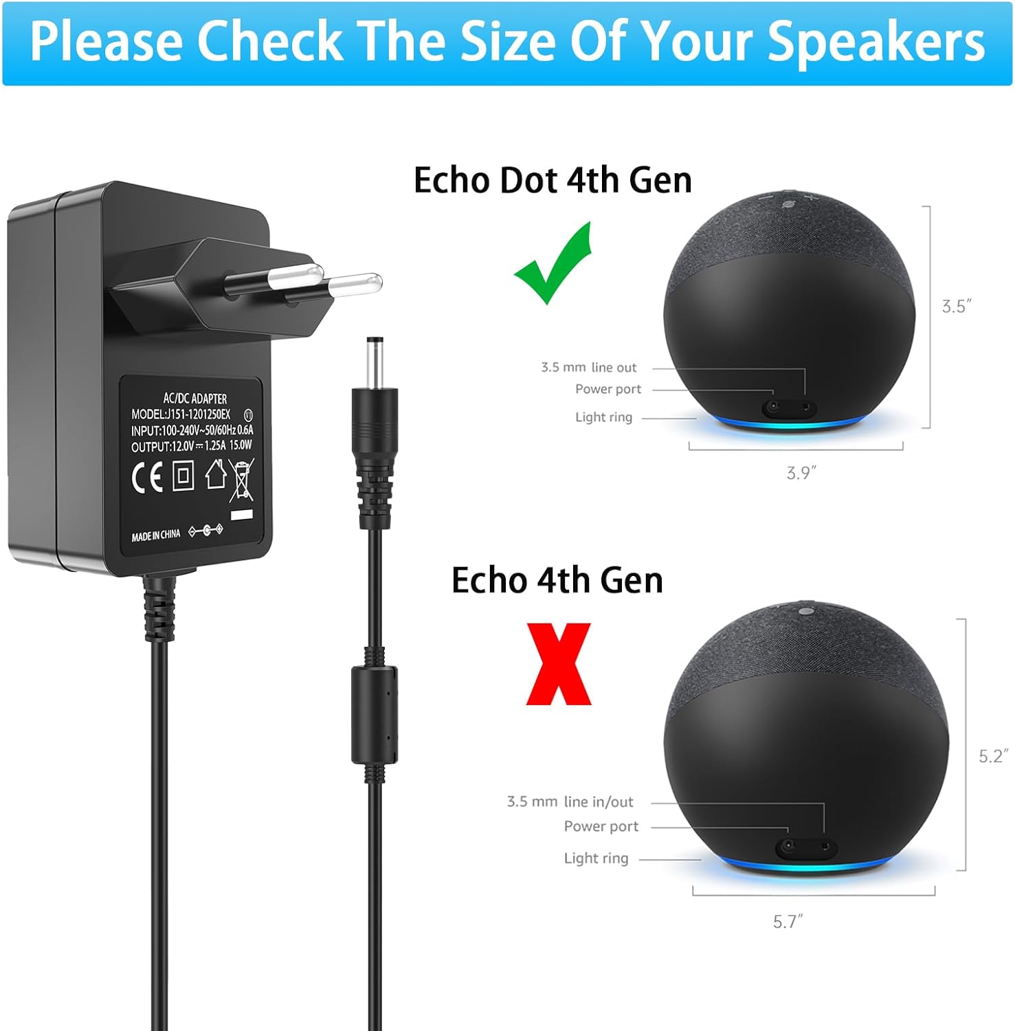 Tkdy Alimentatore 15W per Alexa Echo Pop e Dot - immagine 4