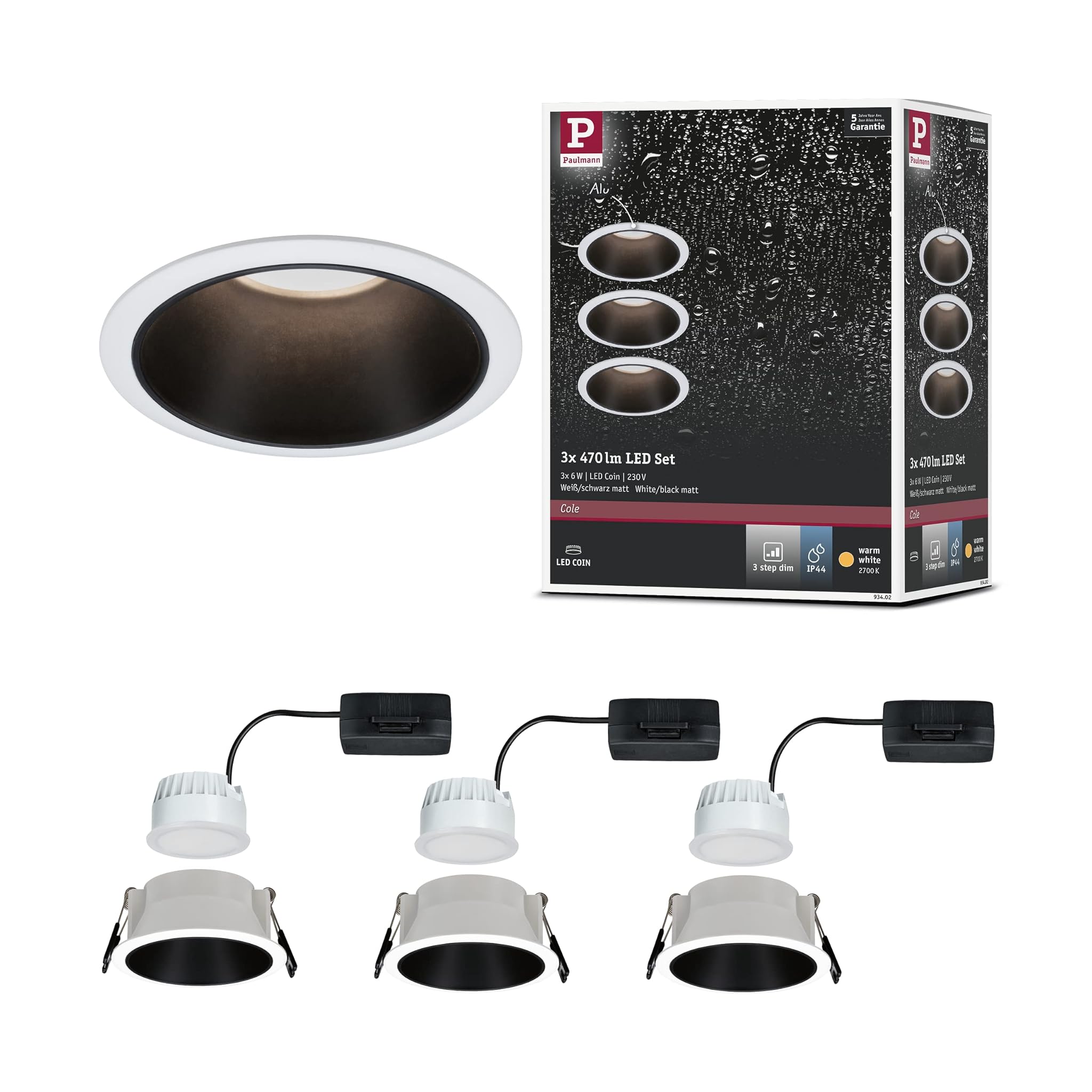 Paulmann 93402 Lampada da Incasso LED Cole Rotonda