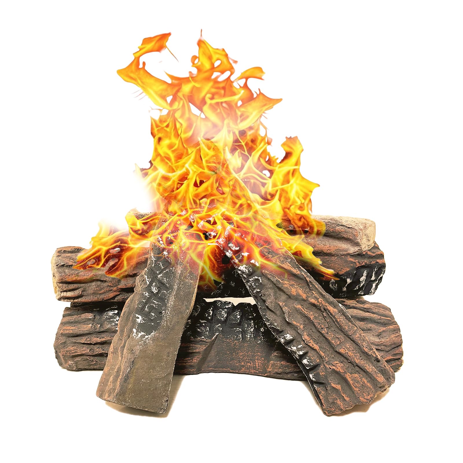 Set 10 Tronchi Decorativi in Ceramica per Camino