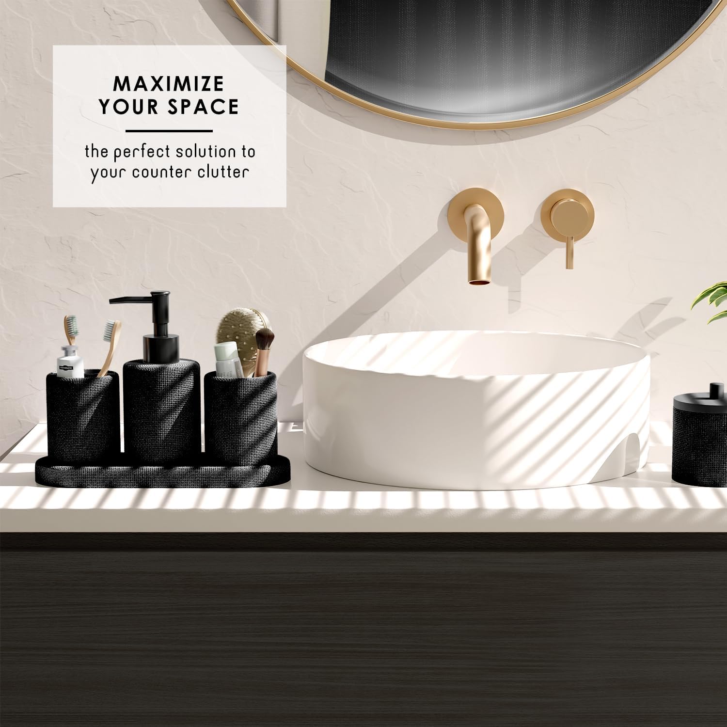 Clara Clark Set Accessori Bagno Nero 24 Pezzi - immagine 7