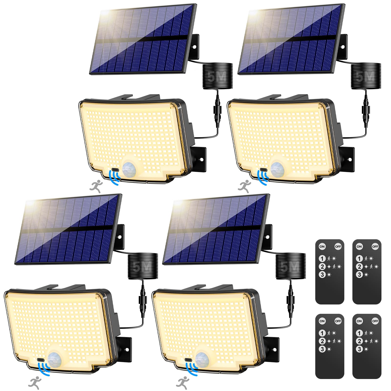 Nipify Faretto Led da Esterno Solare 310 LED 4 Pezzi