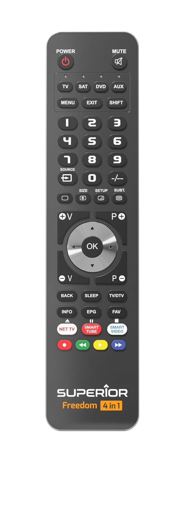 Superior Electronics Freedom 4in1 USB-C Telecomando Universale, Nero