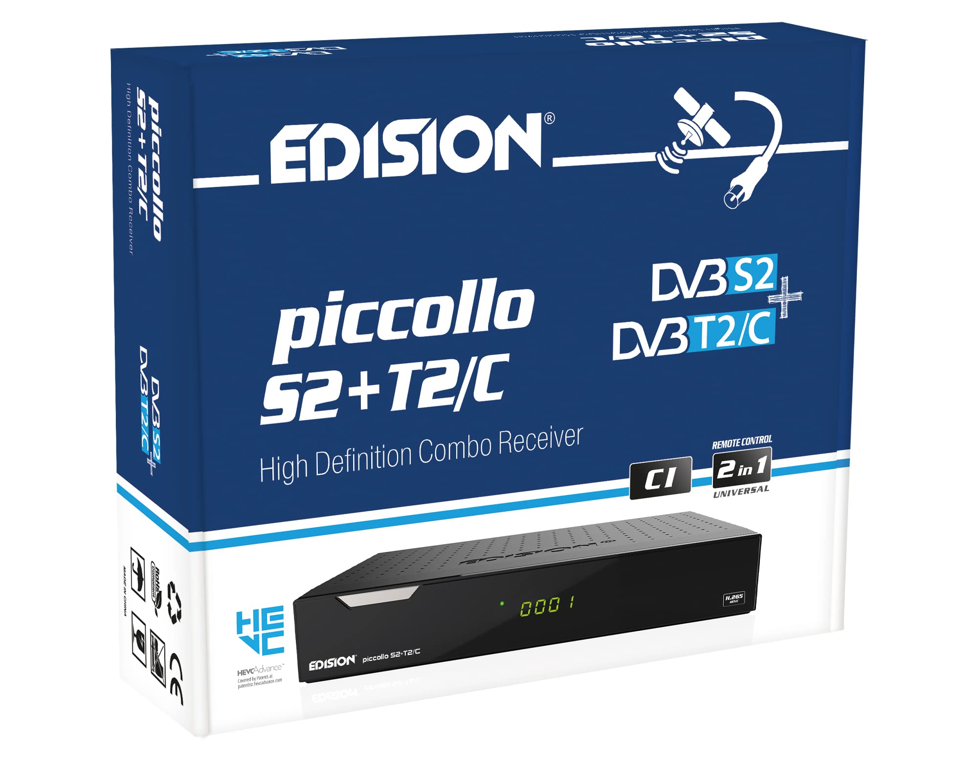 Edision PICCOLLO S2+T2/C - Decoder Combo HD H265 HEVC