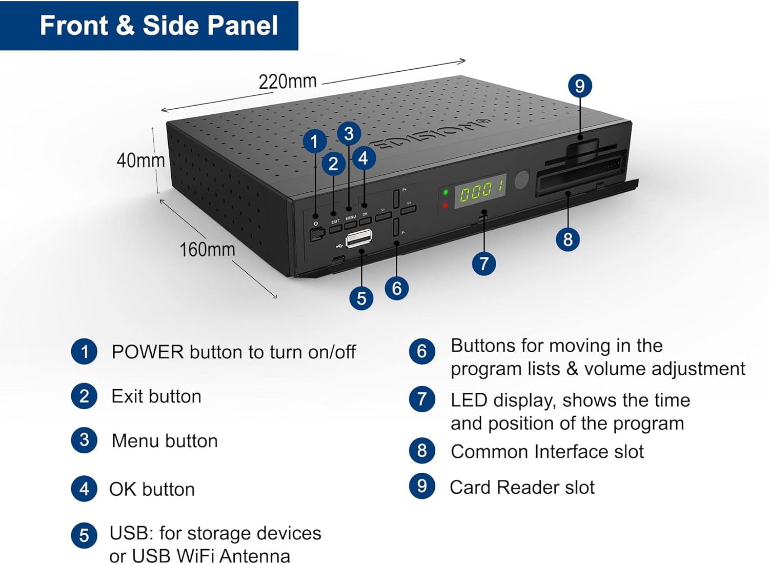 Edision PICCOLLO S2+T2/C - Decoder Combo HD H265 HEVC - immagine 3