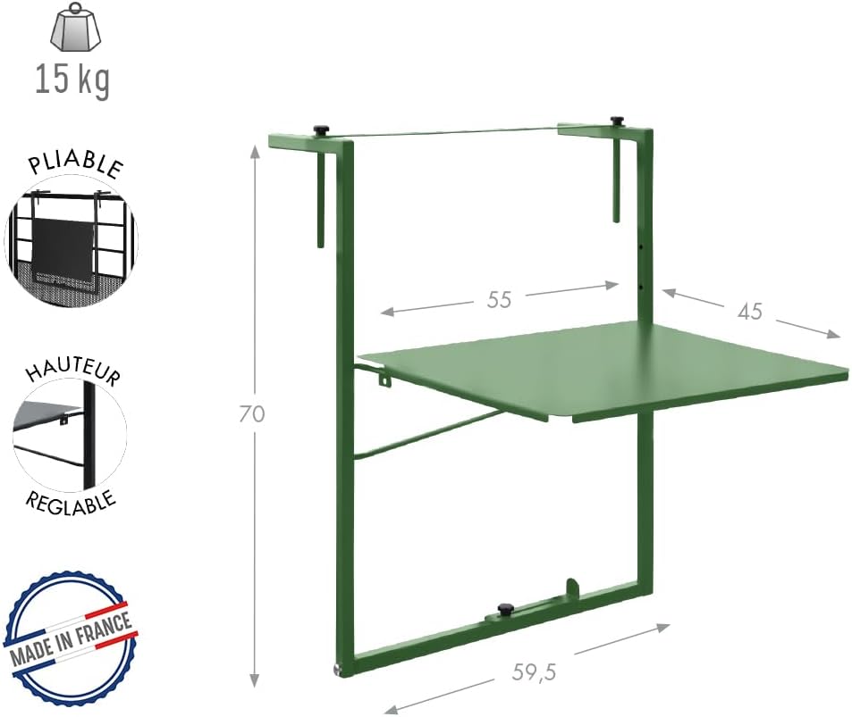 Louis Moulin Tavolo Balcone Regolabile Soléa 55x45cm - immagine 3