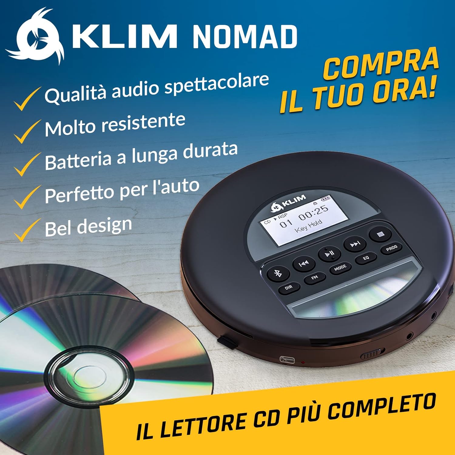 Klim Nomad - Lettore CD Portatile con Bluetooth - immagine 2