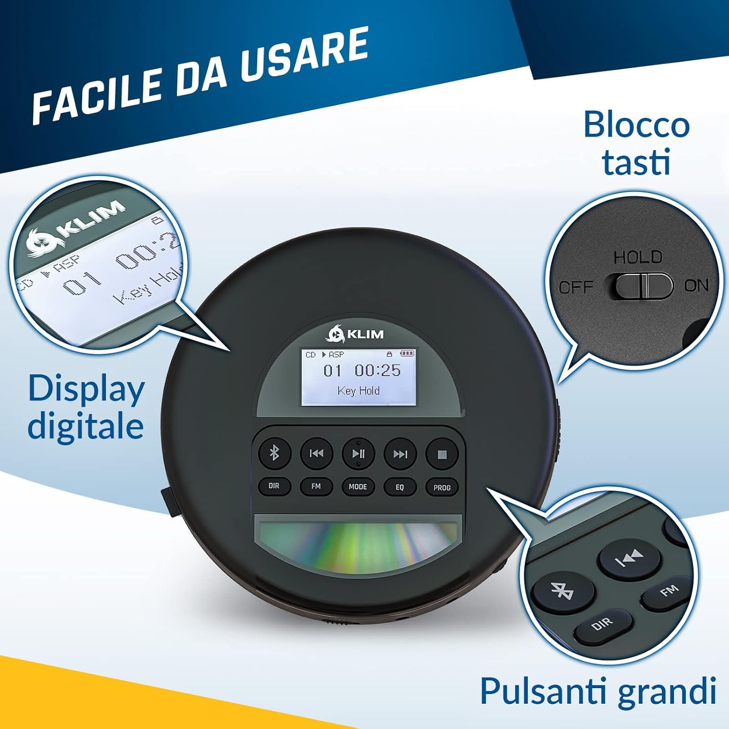 Klim Nomad - Lettore CD Portatile con Bluetooth - immagine 4