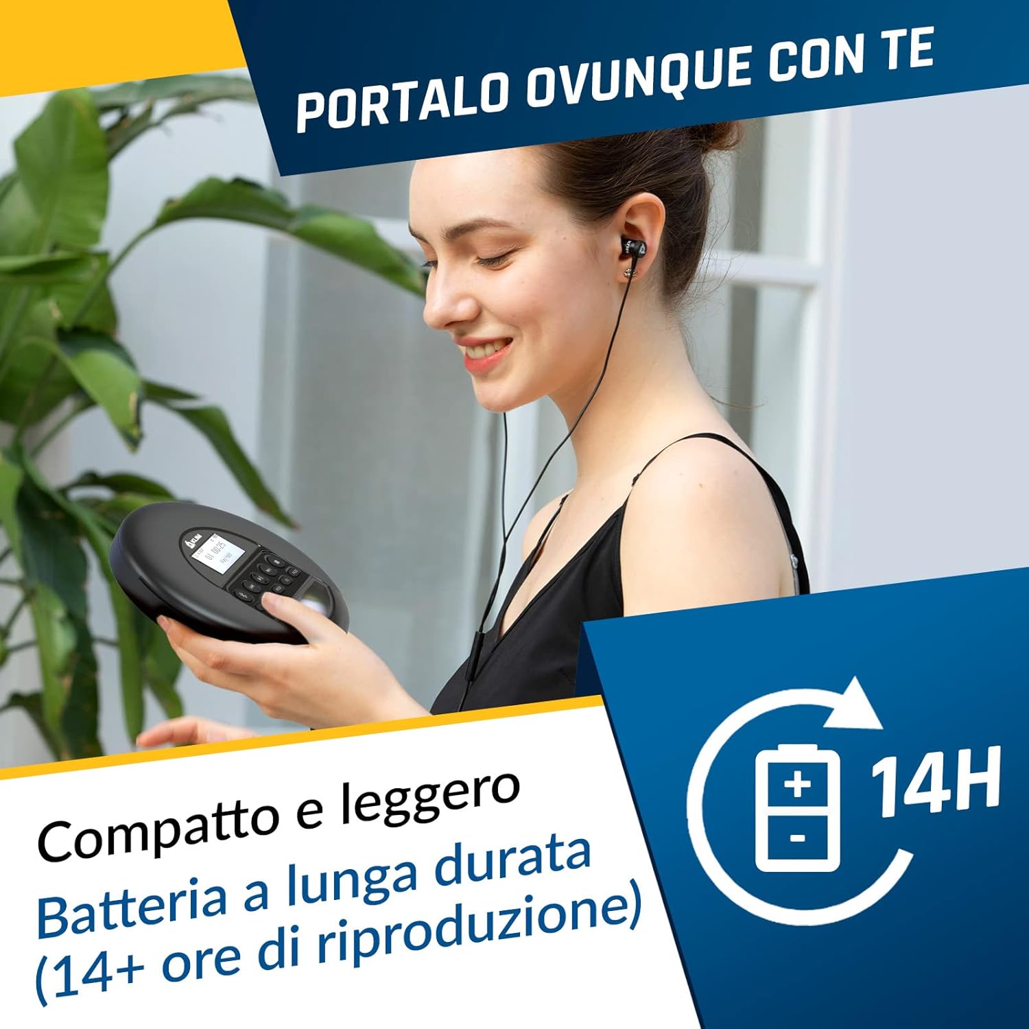 Klim Nomad - Lettore CD Portatile con Bluetooth - immagine 5