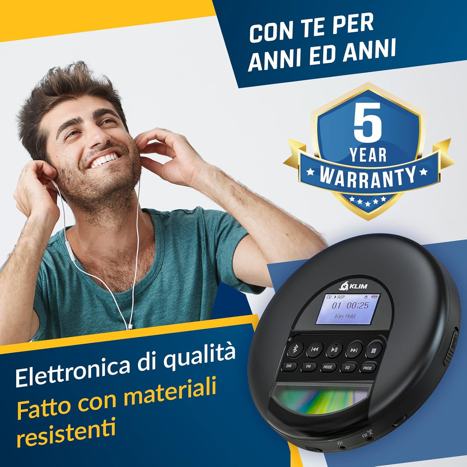 Klim Nomad - Lettore CD Portatile con Bluetooth - immagine 6