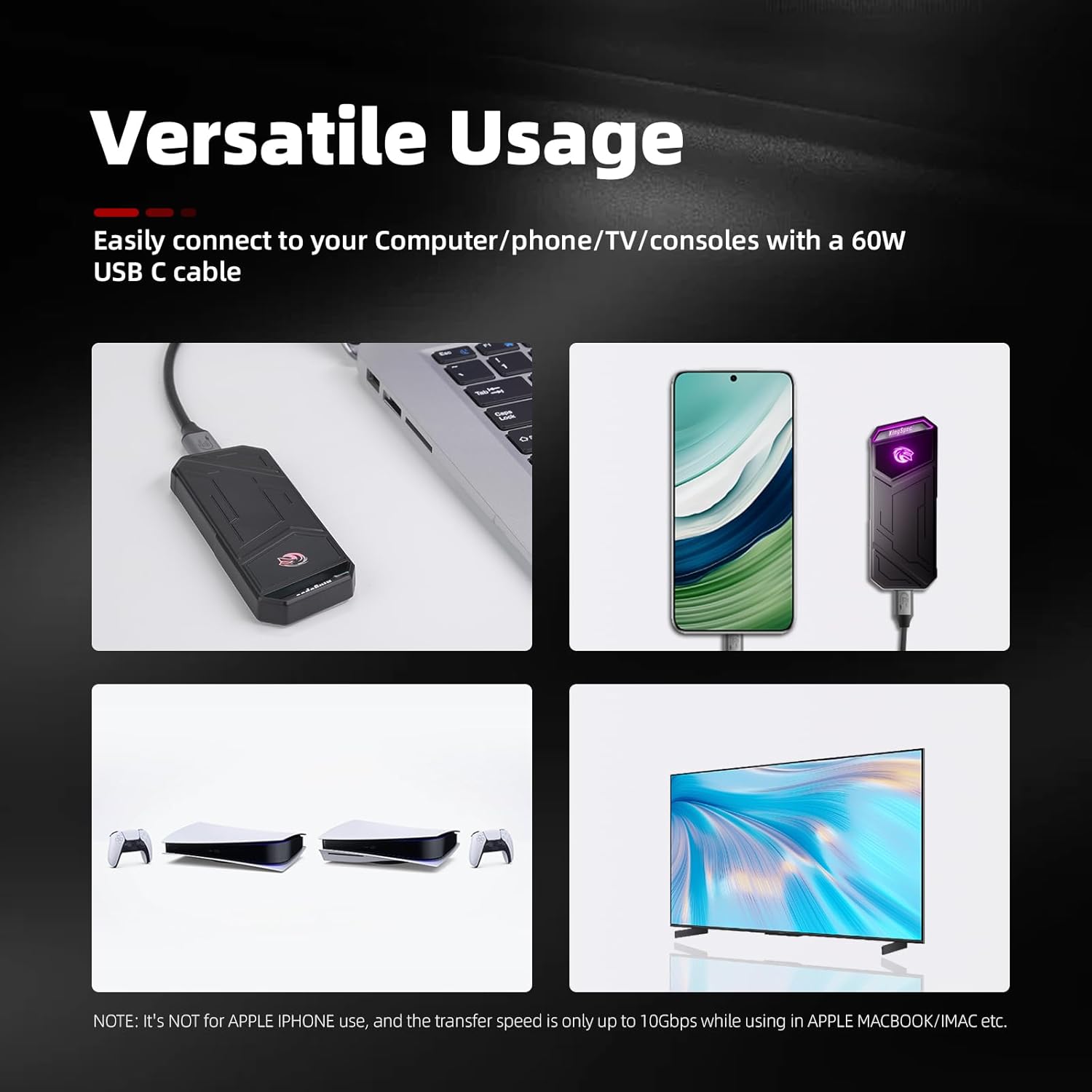 Kingspec Z5 2TB SSD Esterno Portatile con Luce RGB - immagine 6