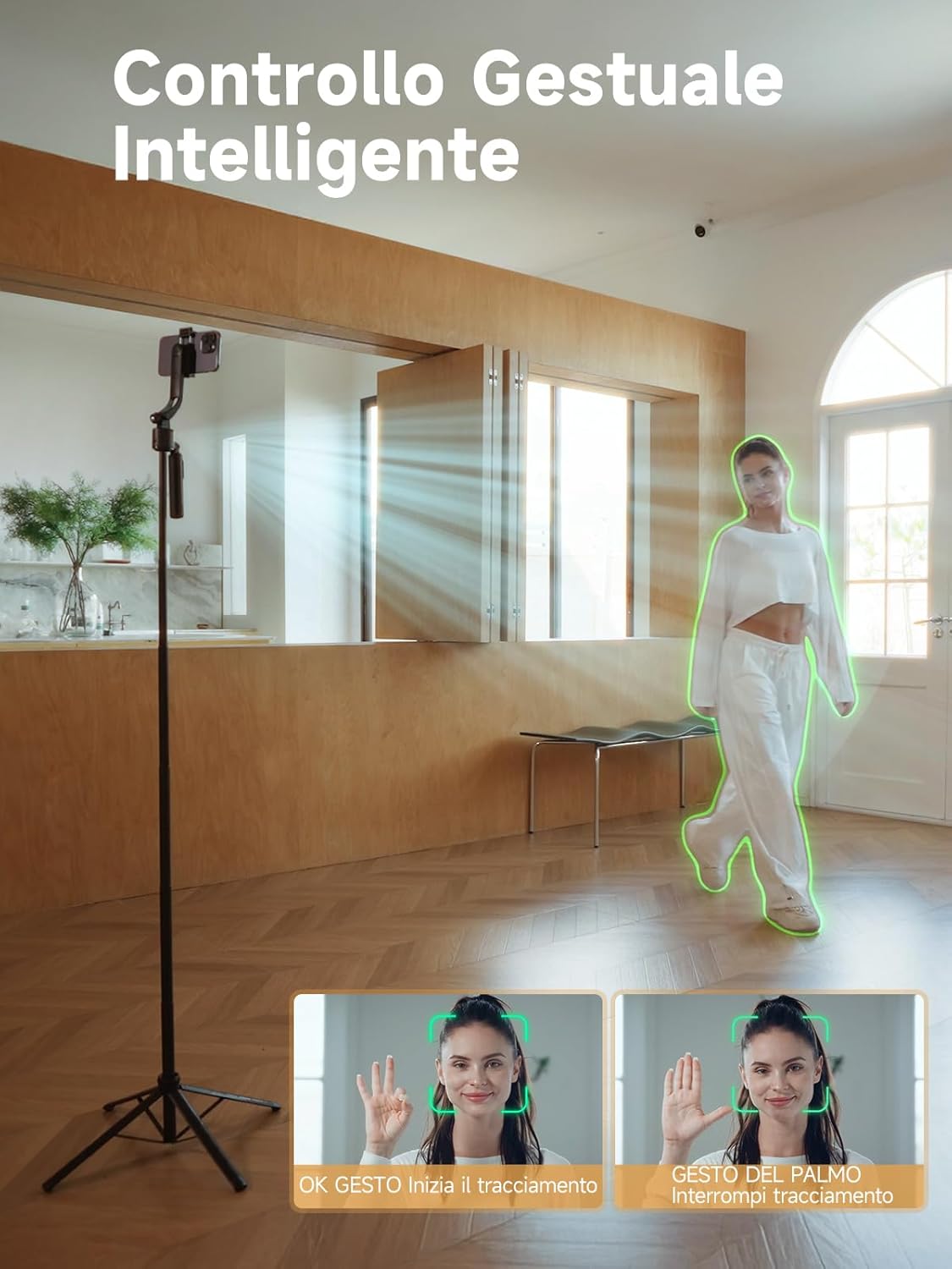 Rollei Auto Tracking Tripod - Treppiede Selfie Stick 163cm - immagine 3