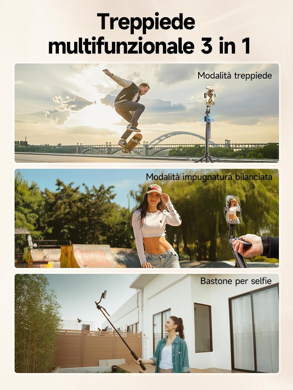 Rollei Auto Tracking Tripod - Treppiede Selfie Stick 163cm - immagine 4