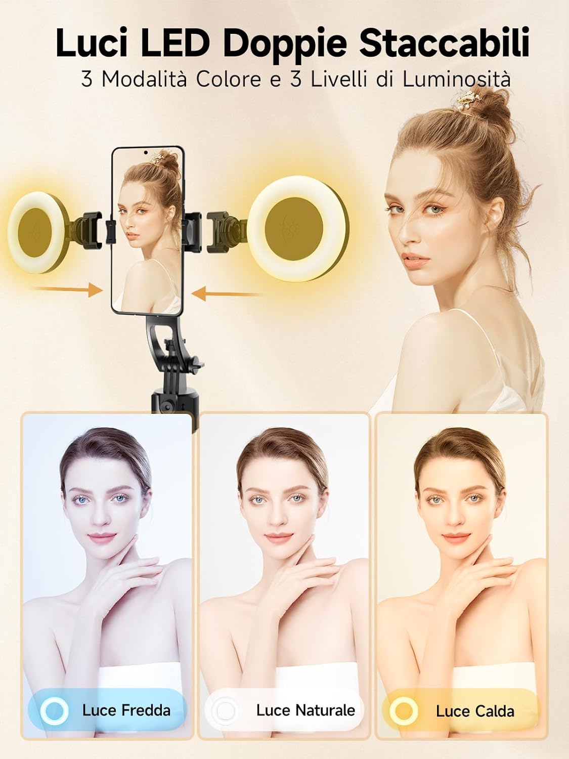 Rollei Auto Tracking Tripod - Treppiede Selfie Stick 163cm - immagine 8