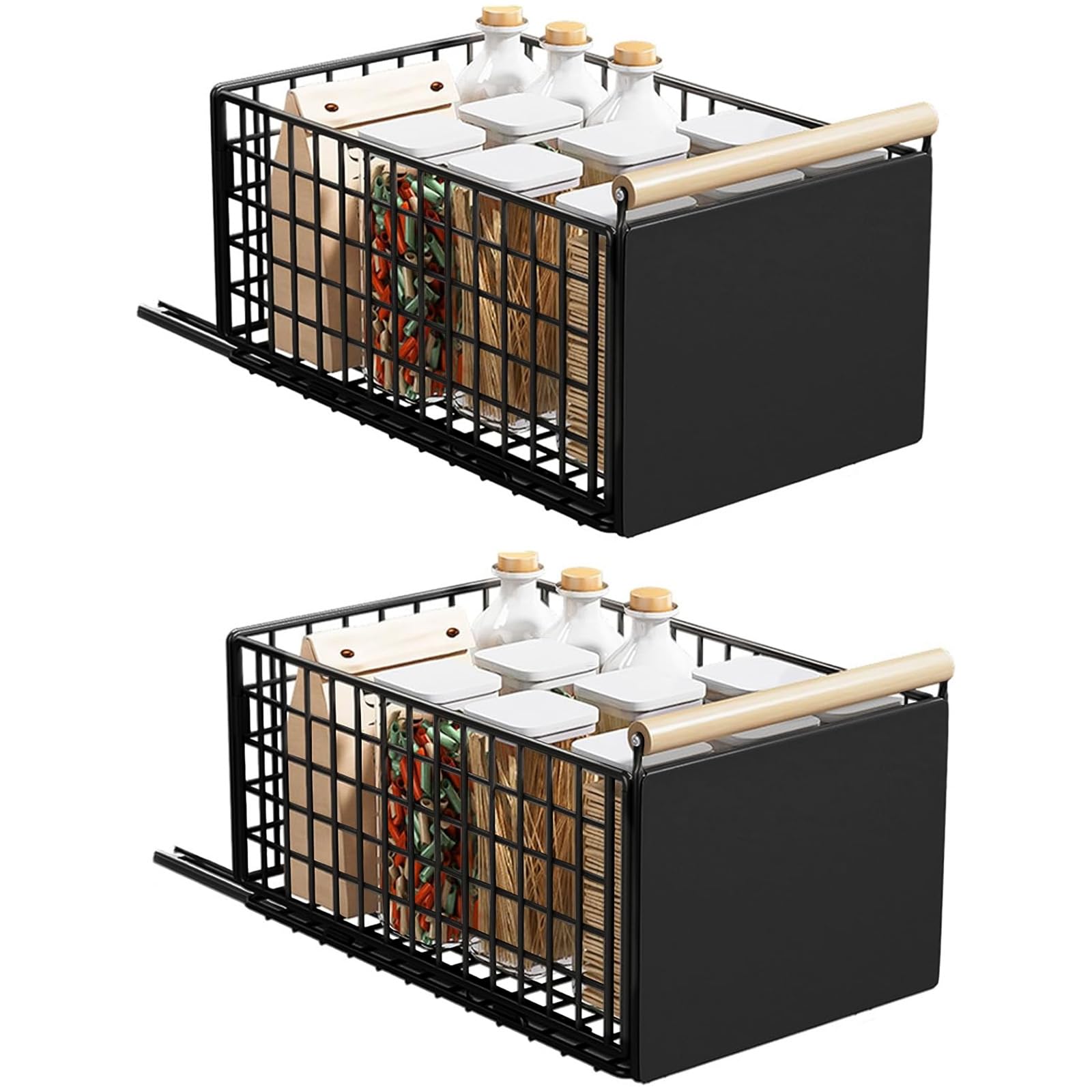 Cassetti Estraibili da Cucina Telescopici, Nero