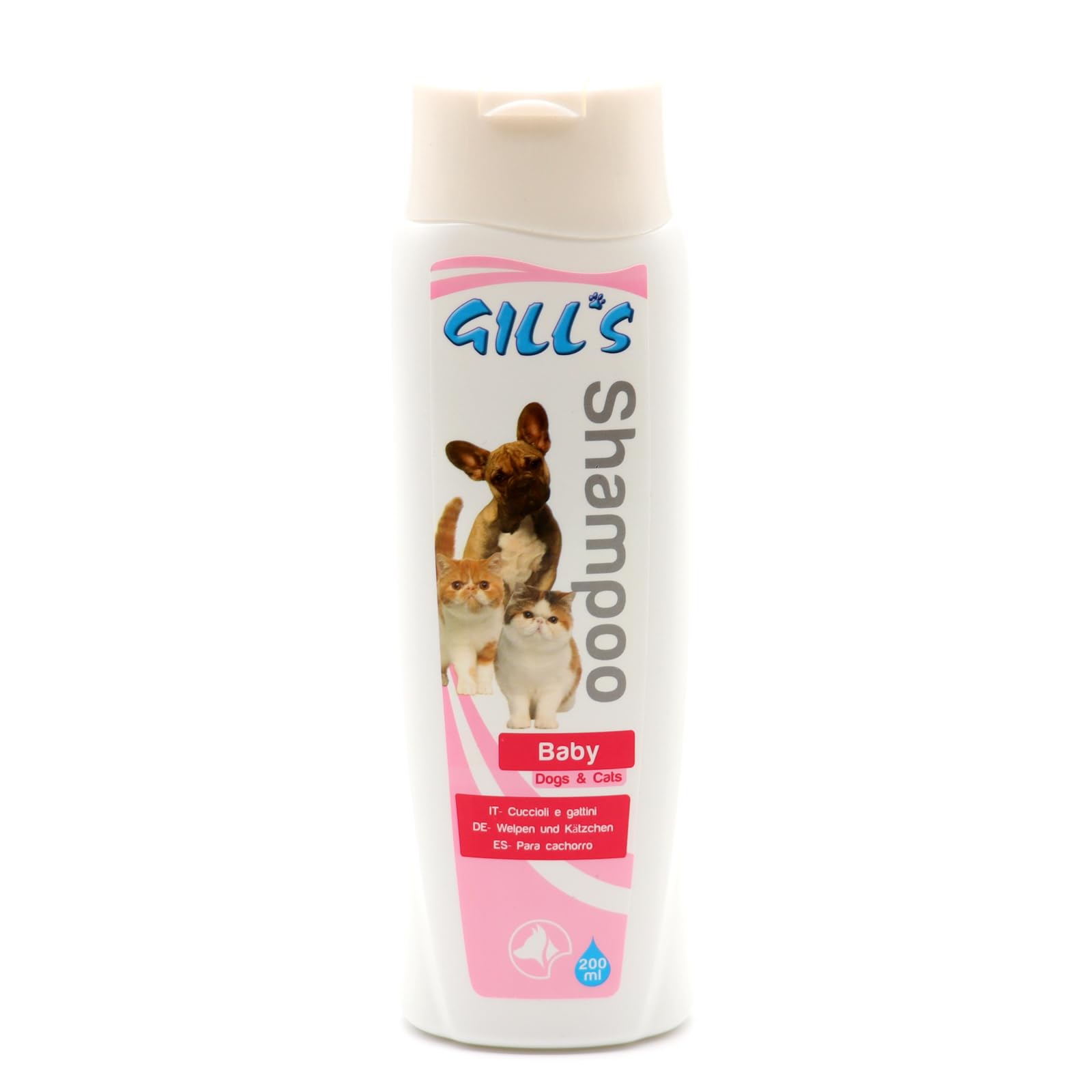 Croci Gill's - Shampoo Baby per cuccioli di cane e gatto, non brucia gli occhi, non irrita la pelle, 200ml
