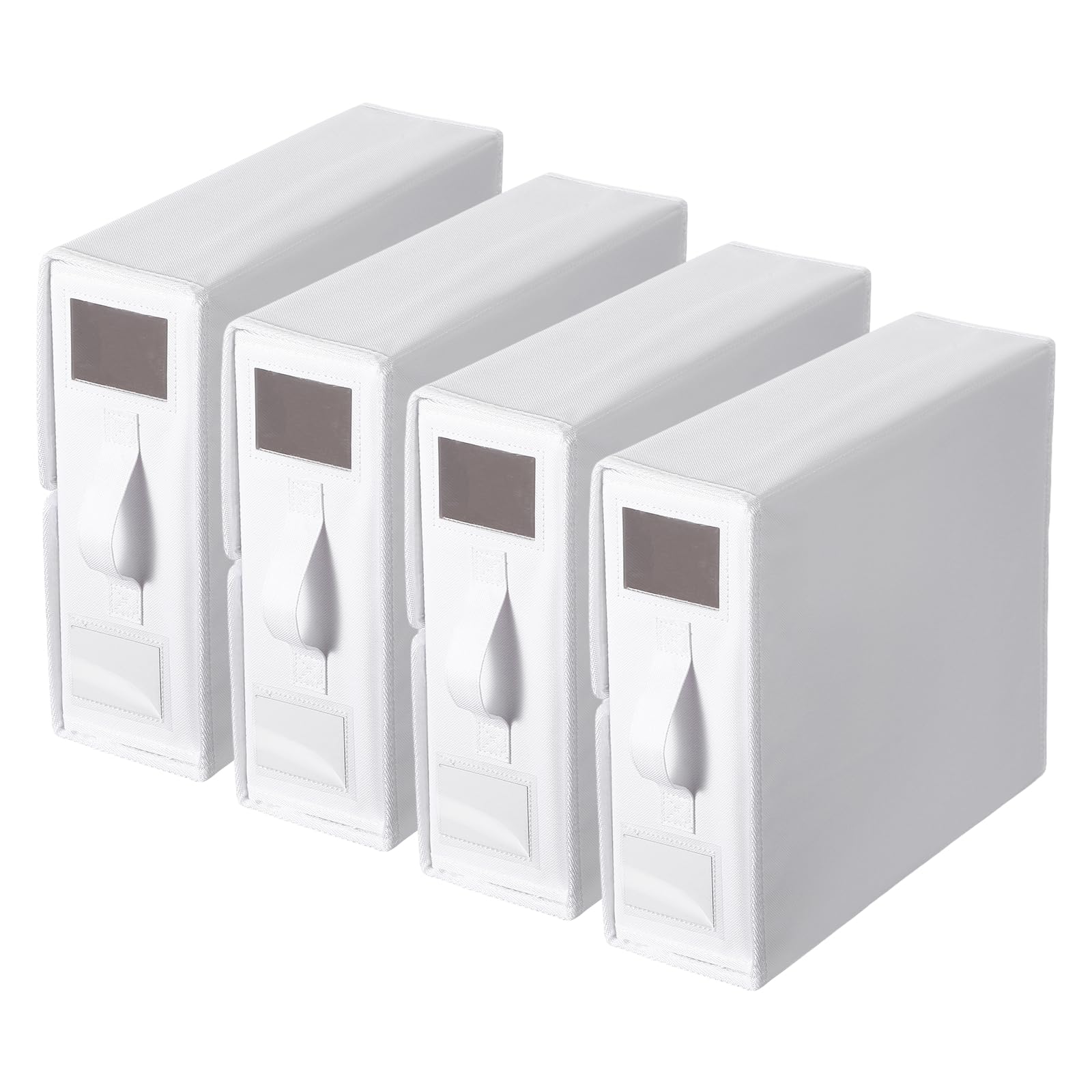 QUARKZMAN 4 Organizzatori Per Lenzuola Con Manico, Set Di Organizzatori Per Copripiumini Piegevoli Per Armadio E Contenitori Per Ripostiglio Sotto Il Letto, Bianco