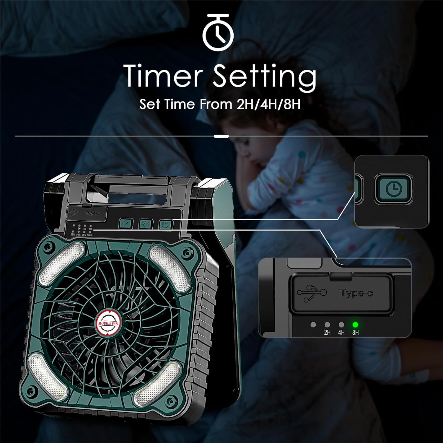 Sendowtek Ventilatore Solare 10400mAh - immagine 5