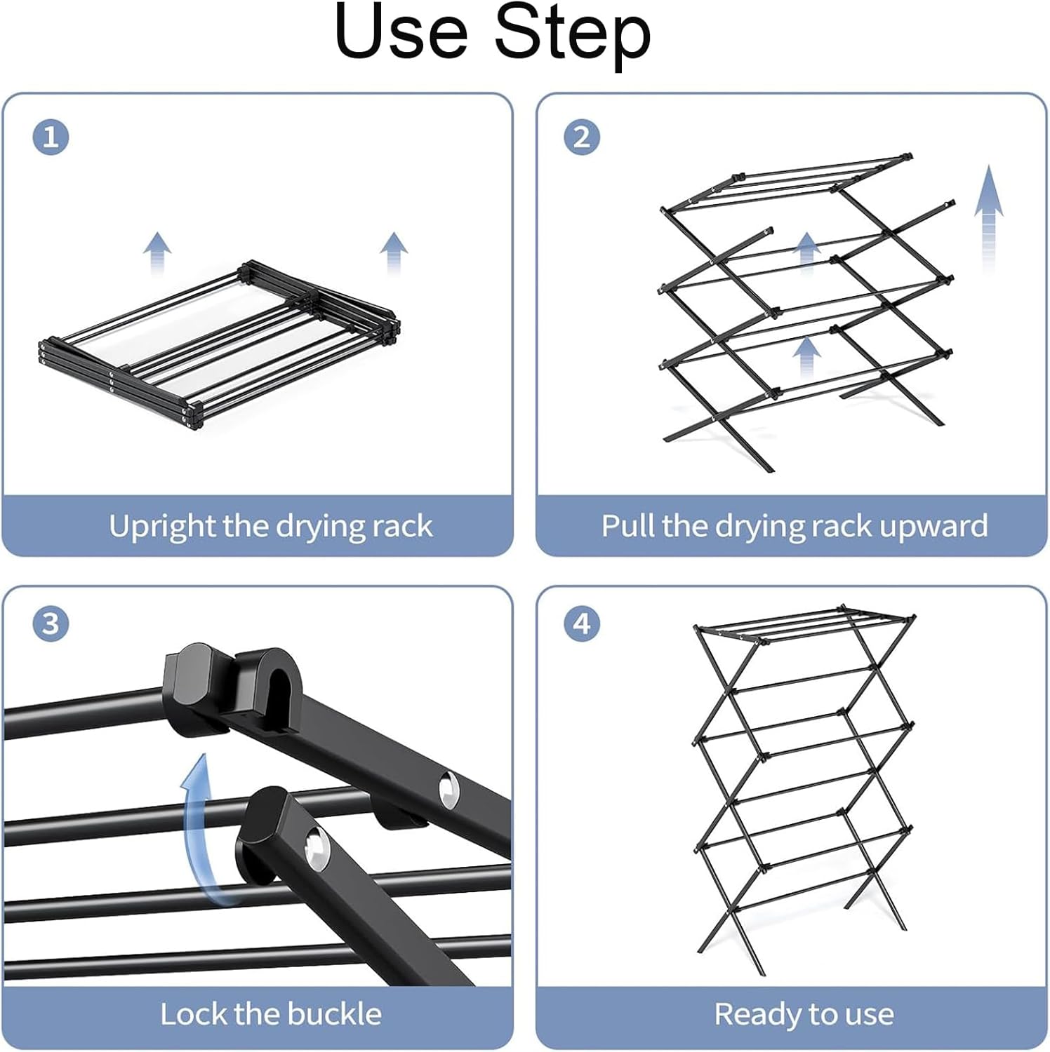 Aonat Stendibiancheria Pieghevole a 6 Livelli, Nero - immagine 4