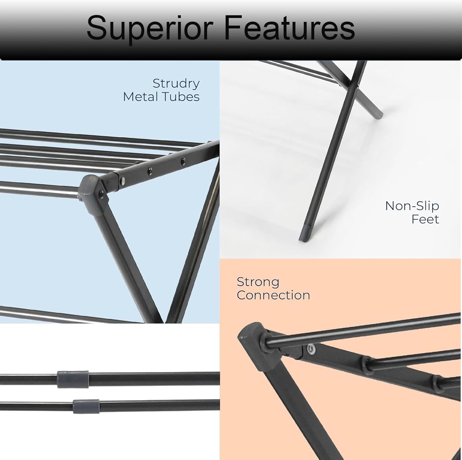 Aonat Stendibiancheria Pieghevole a 6 Livelli, Nero - immagine 5
