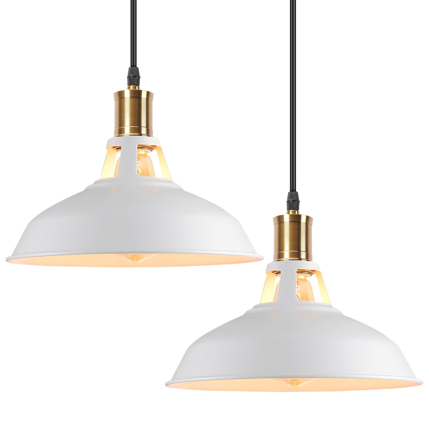 Idegu 2 Pezzi Lampadario a Sospensione Vintage Industriale 27cm, Bianco