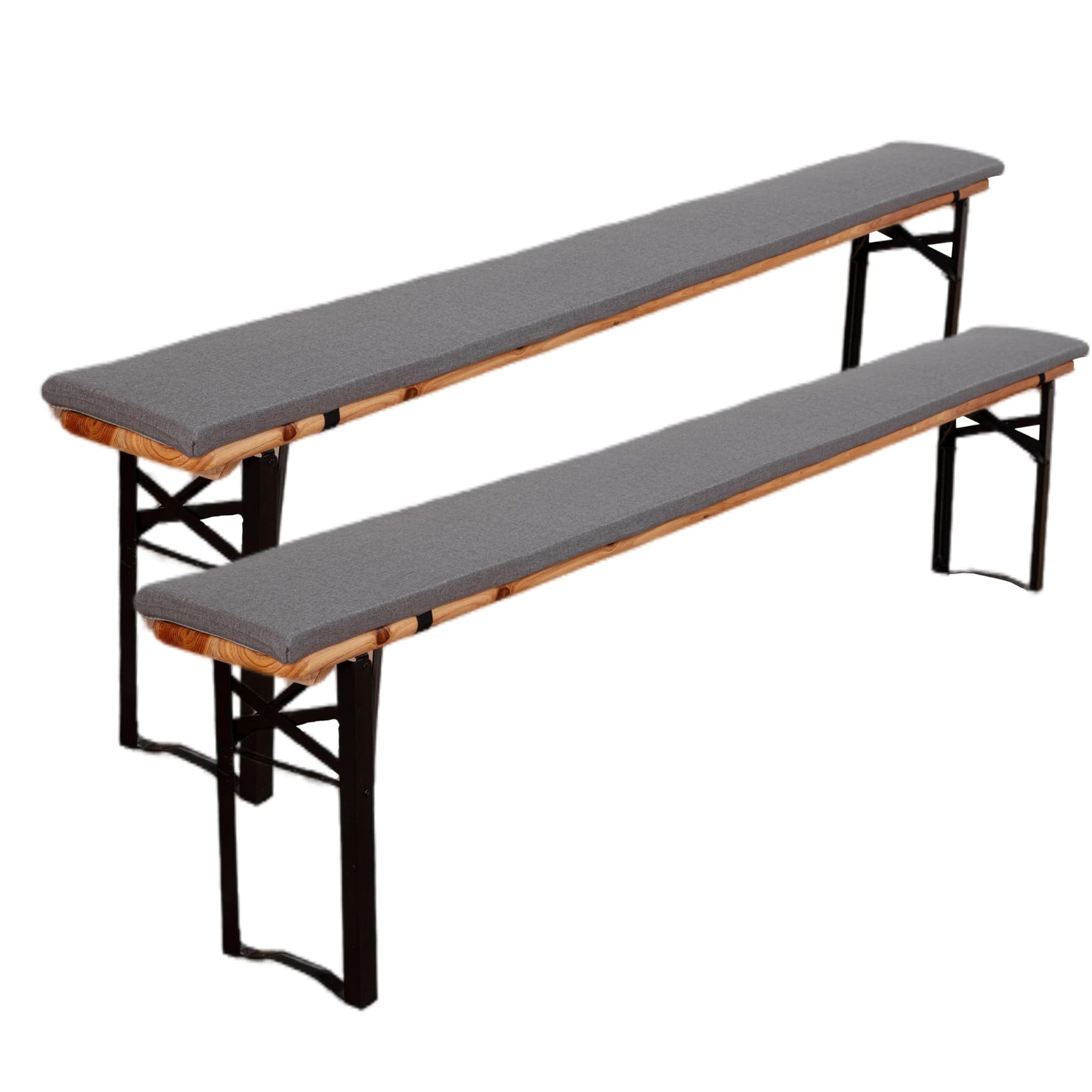 Ebeta 2 Cuscini per Panca 220x25x3 cm, Grigio Scuro