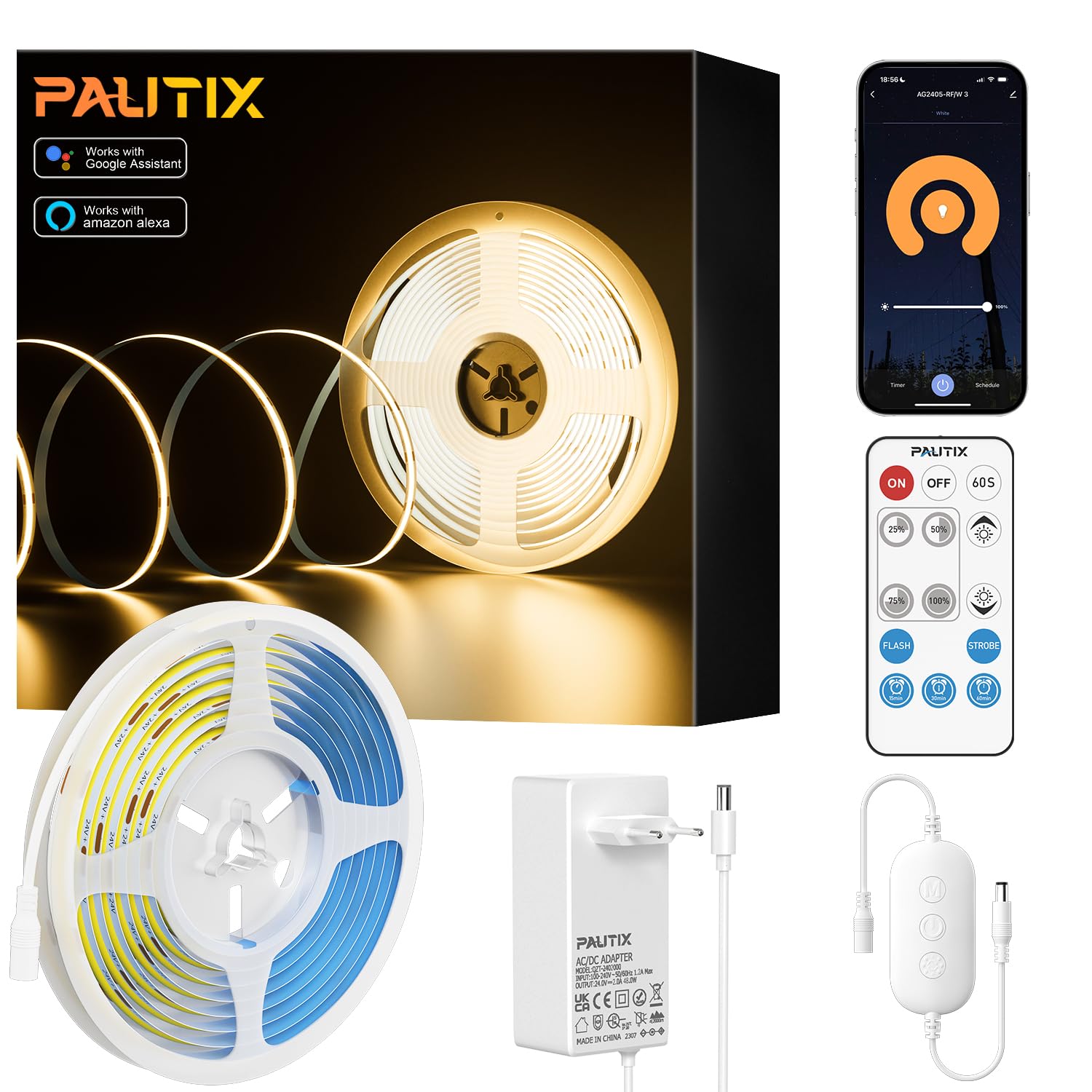 PAUTIX WIFI COB LED Striscia Bianco Caldo 2700K 10m