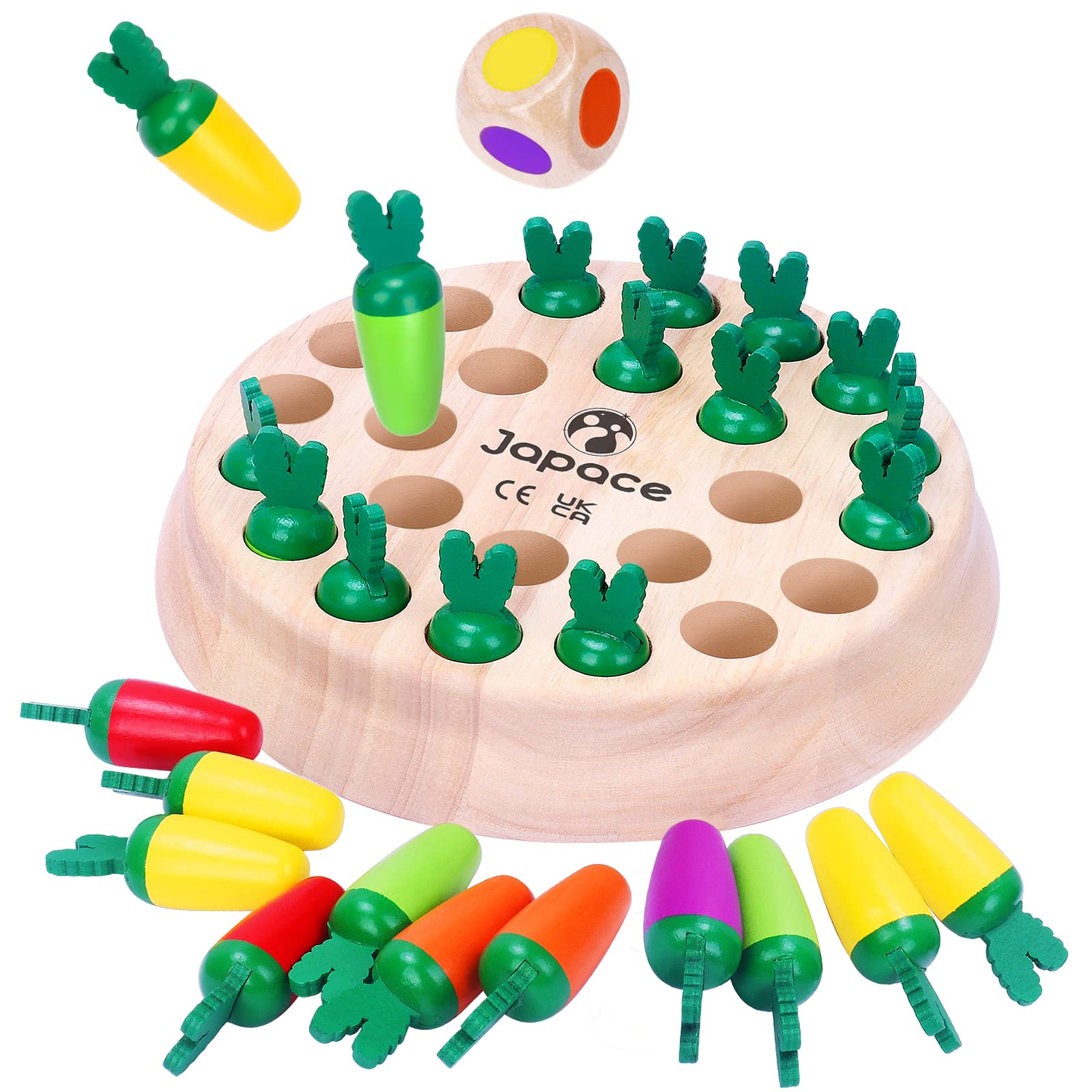 Japace Carota Memory Gioco per Bambini, Giocattoli Educativo Montessori Gioco Bambino per Allenare Memoria e Pensiero Logico, Regalo Giochi da Tavolo Famiglia per 3 4 5 6+ Anni Bimbo Bimba