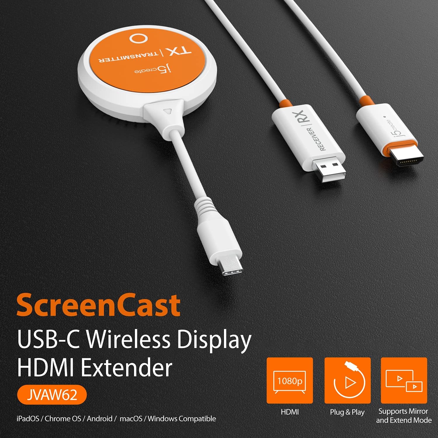 J5create ScreenCast Trasmettitore e Ricevitore Wireless USB-C - immagine 2