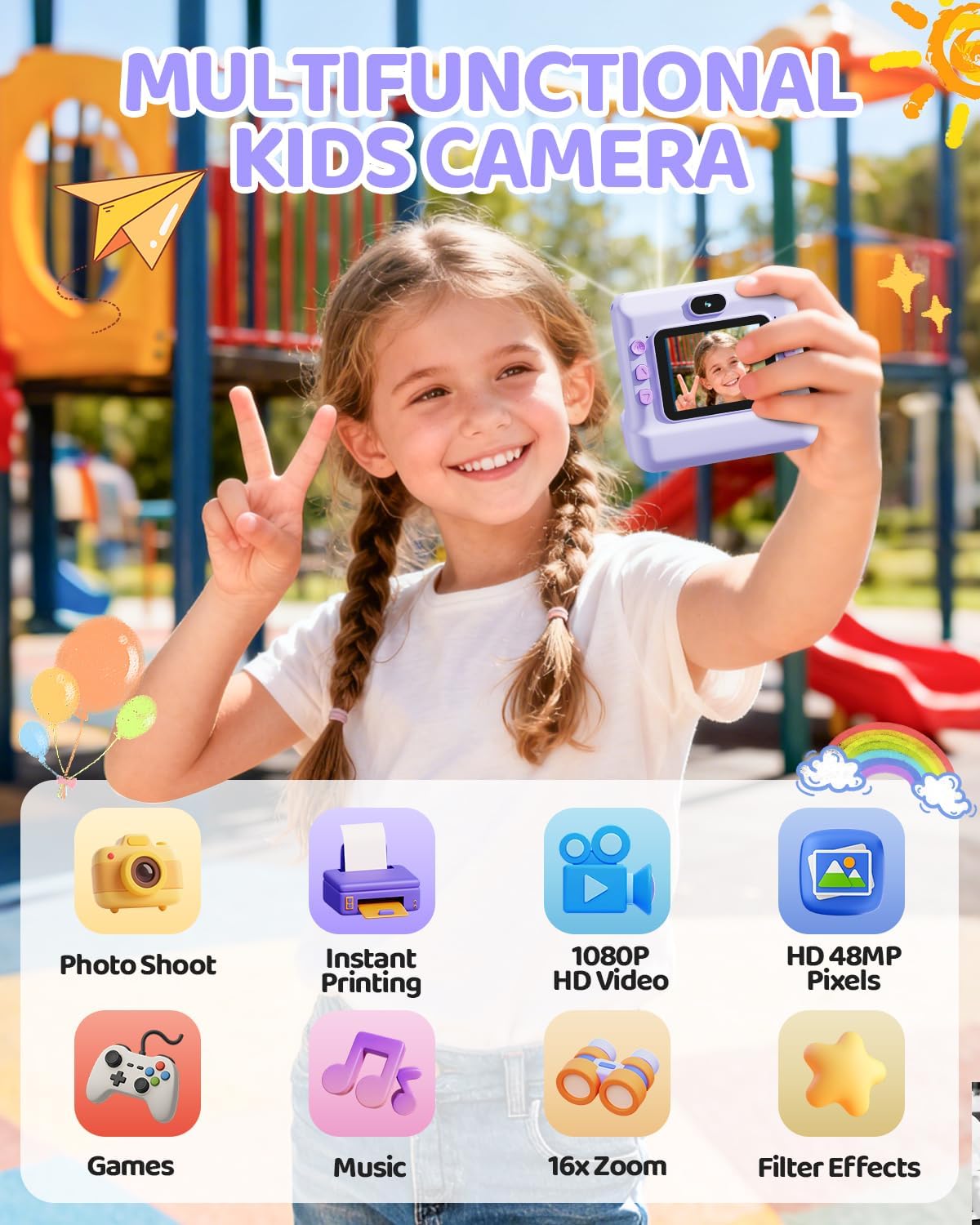 Macchina Fotografica Bambini Istantanea HD 1080P - immagine 2