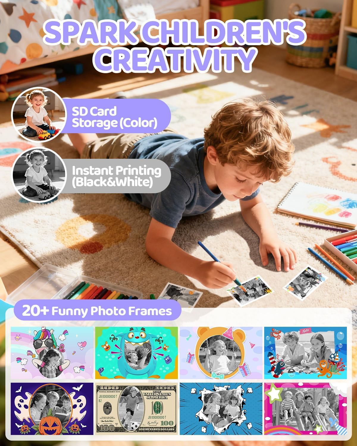 Macchina Fotografica Bambini Istantanea HD 1080P - immagine 4