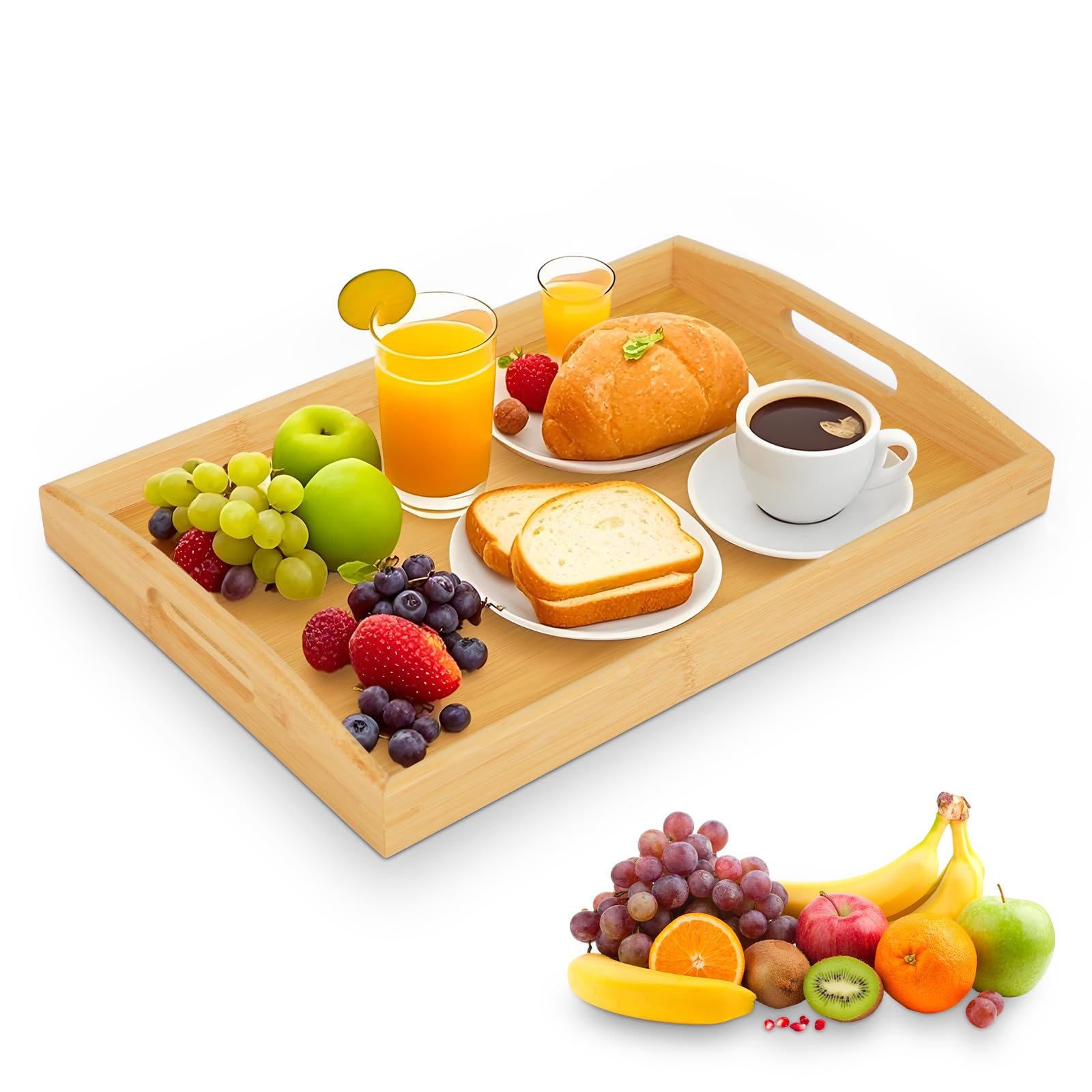 Vassoio da Portata in Legno Rettangolare con Manici