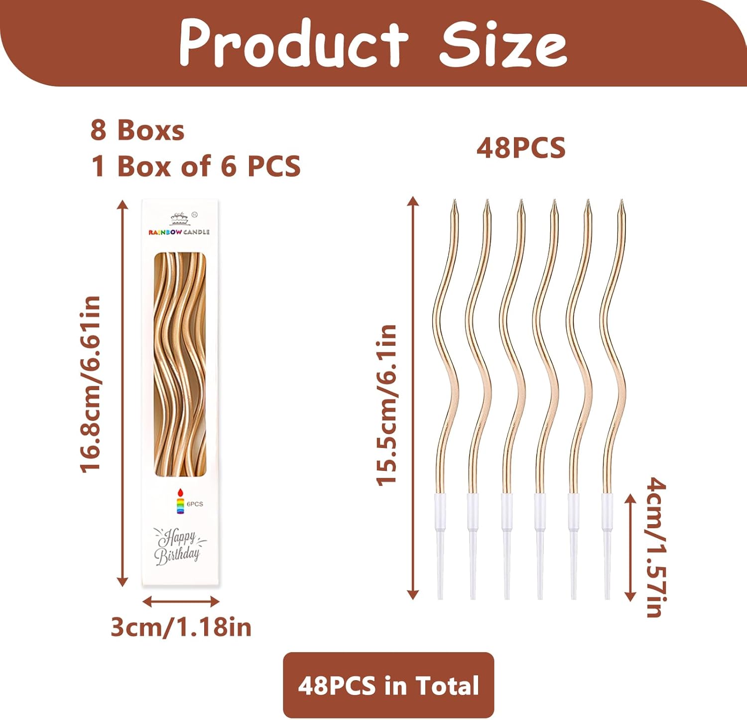 48 Candeline Compleanno a Spirale Metalliche Champagne - immagine 2